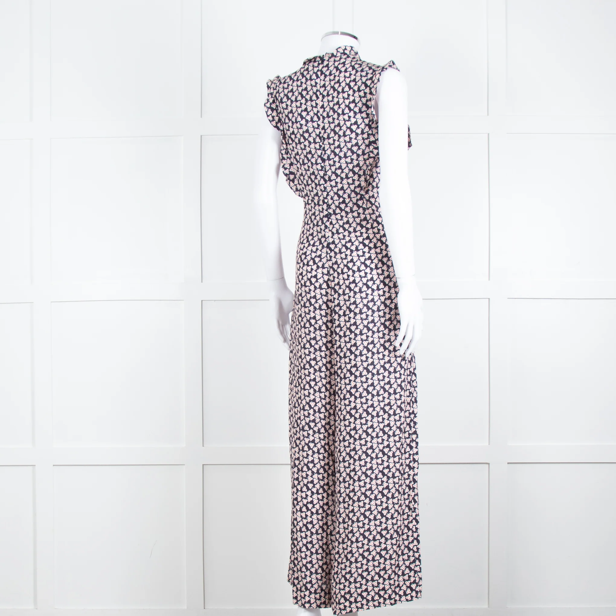 Paul & Joe Sister Navy White Orange Floral Print Sleeveless Jumpsuit - Image 4