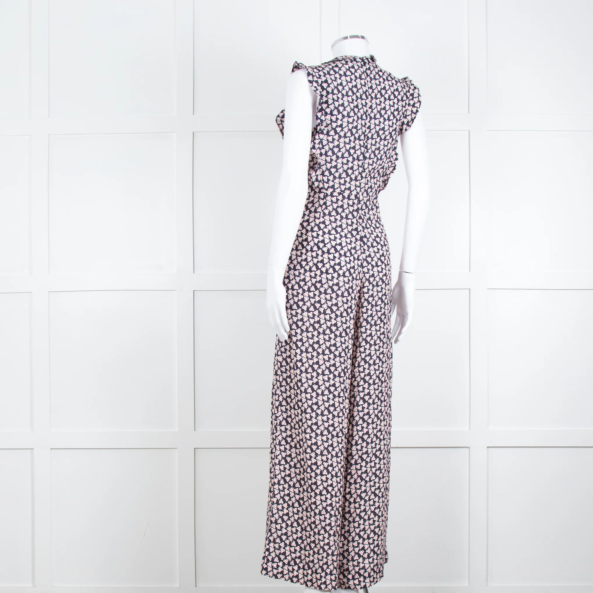 Paul & Joe Sister Navy White Orange Floral Print Sleeveless Jumpsuit - Image 6
