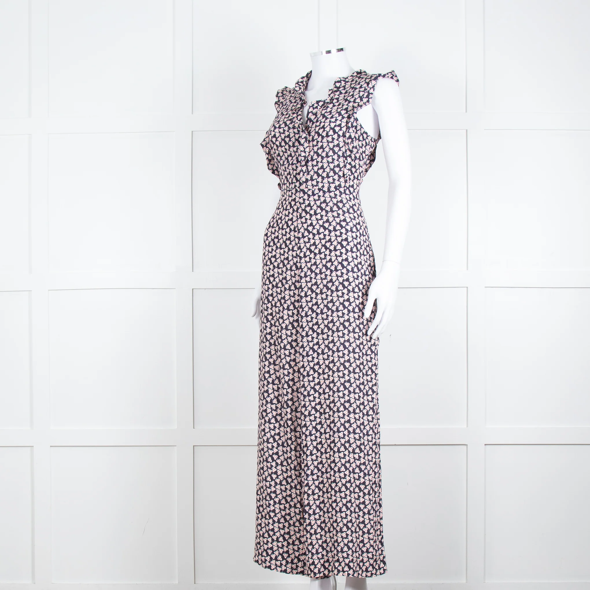 Paul & Joe Sister Navy White Orange Floral Print Sleeveless Jumpsuit - Image 8