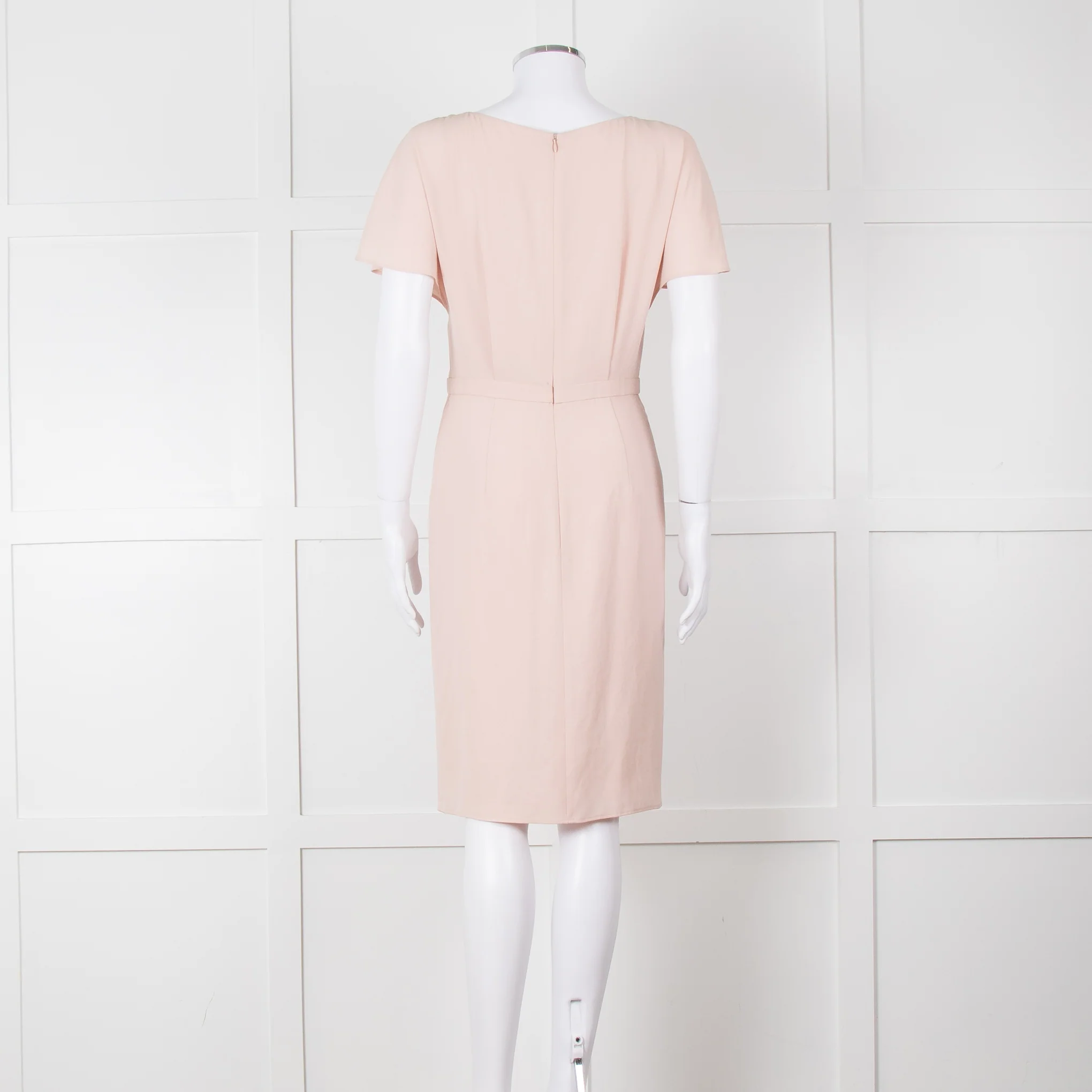 Paule Ka Pale Pink Front Pleats Short Sleeve Knee Length Dress - Image 5