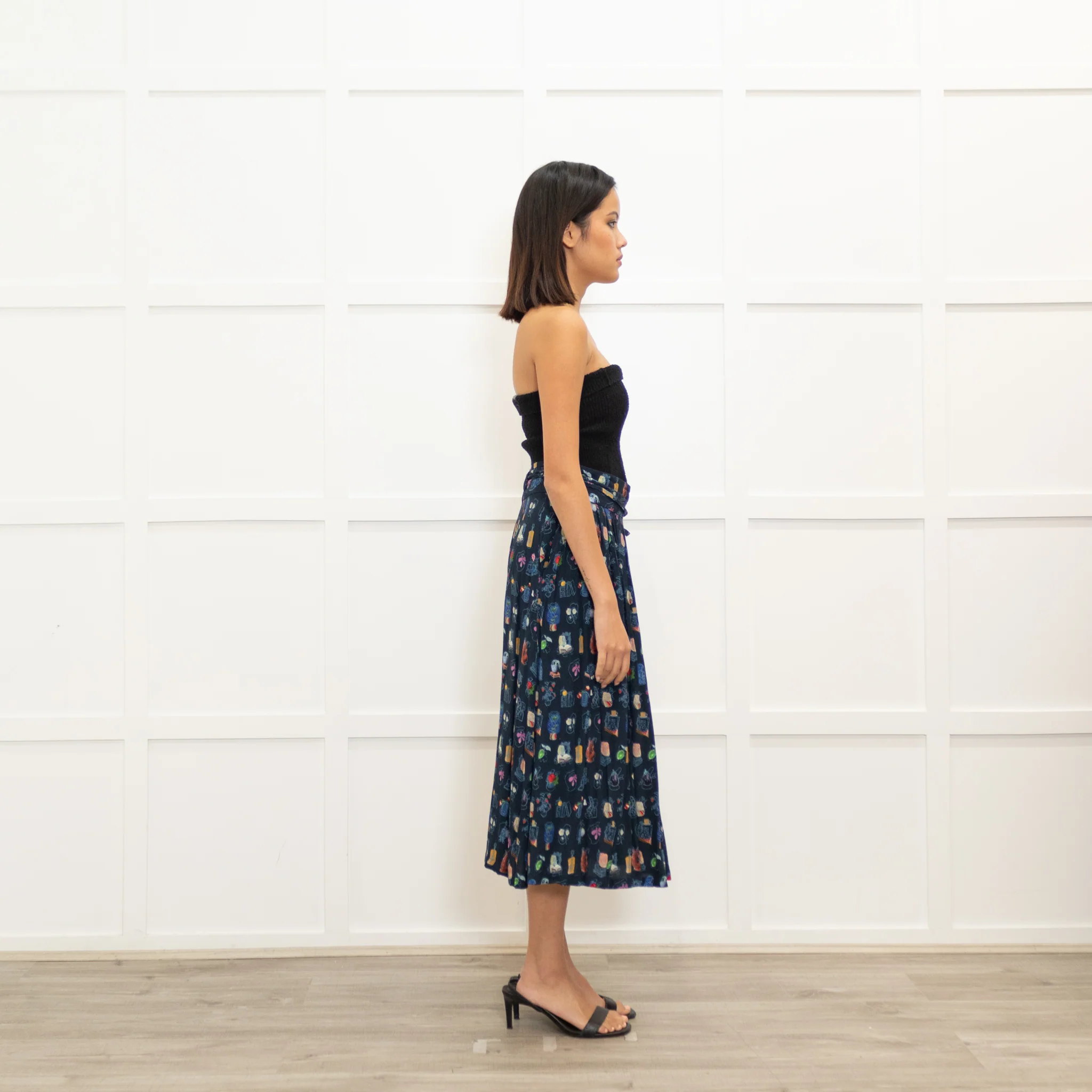 Paul Smith Blue Handwrawn Motif Midi Skirt - Image 4