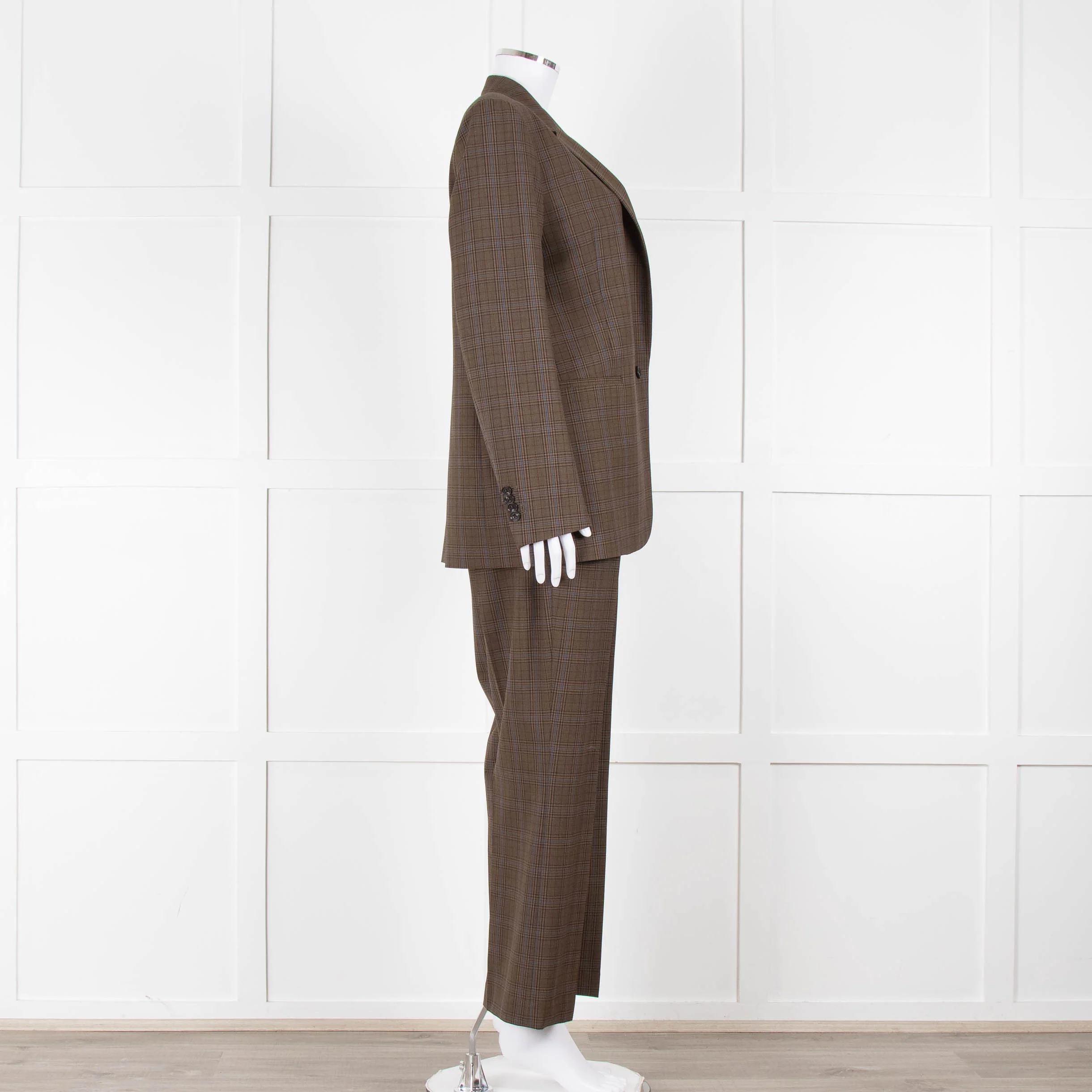 Paul Smith Brown and Blue Check Straight Fit Blazer - Image 4