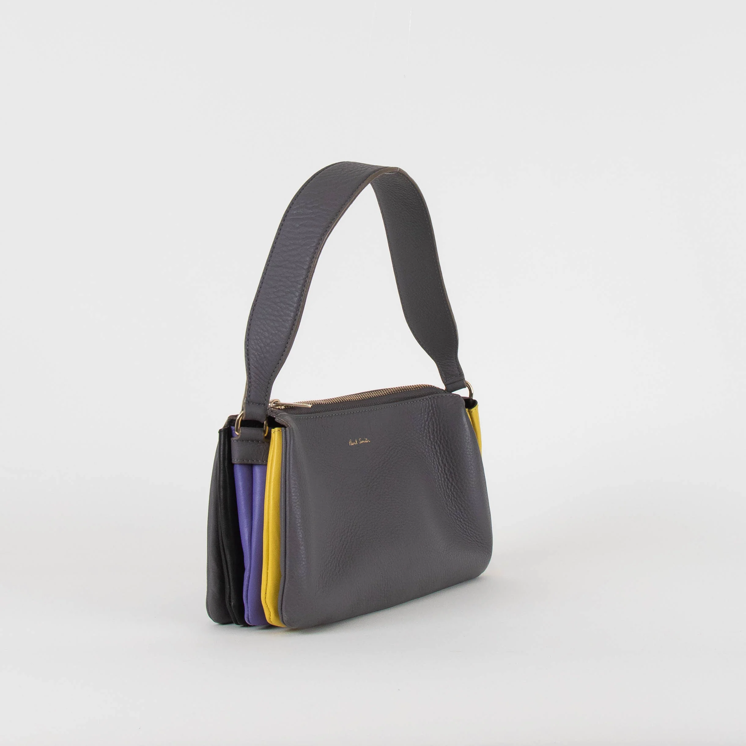 Paul Smith Grey Yellow Purple Soft Pochette Bag - Image 2
