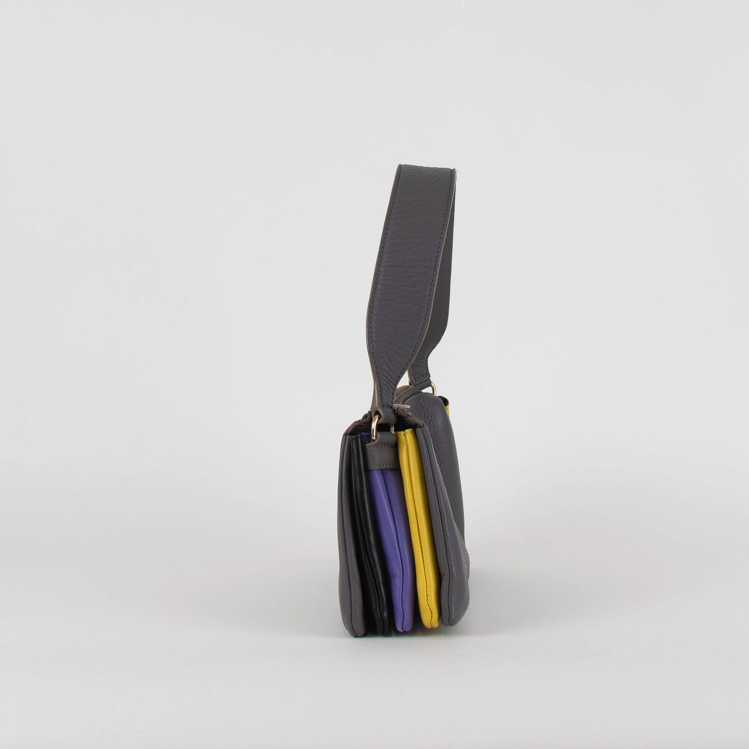 Paul Smith Grey Yellow Purple Soft Pochette Bag - Image 3
