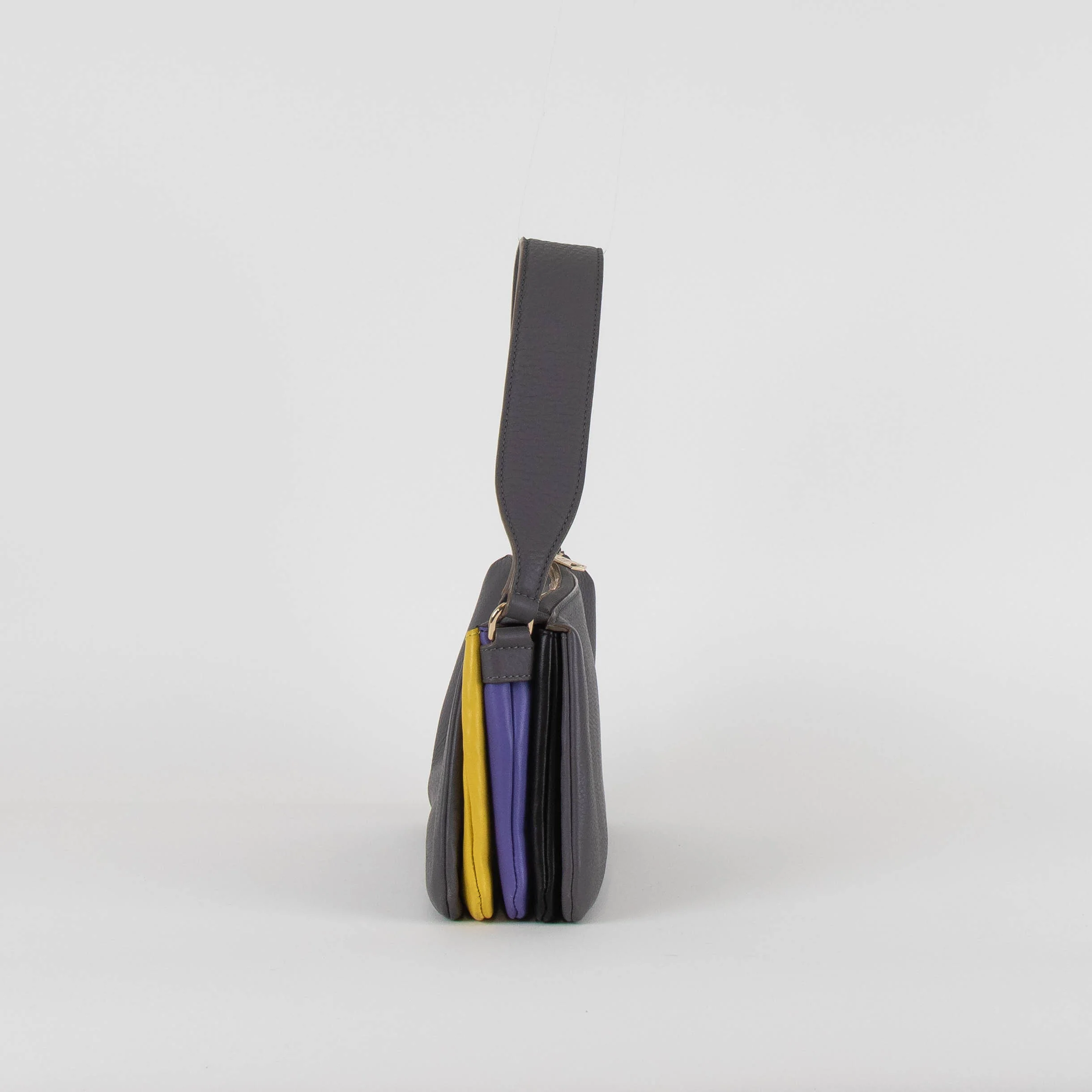 Paul Smith Grey Yellow Purple Soft Pochette Bag - Image 5