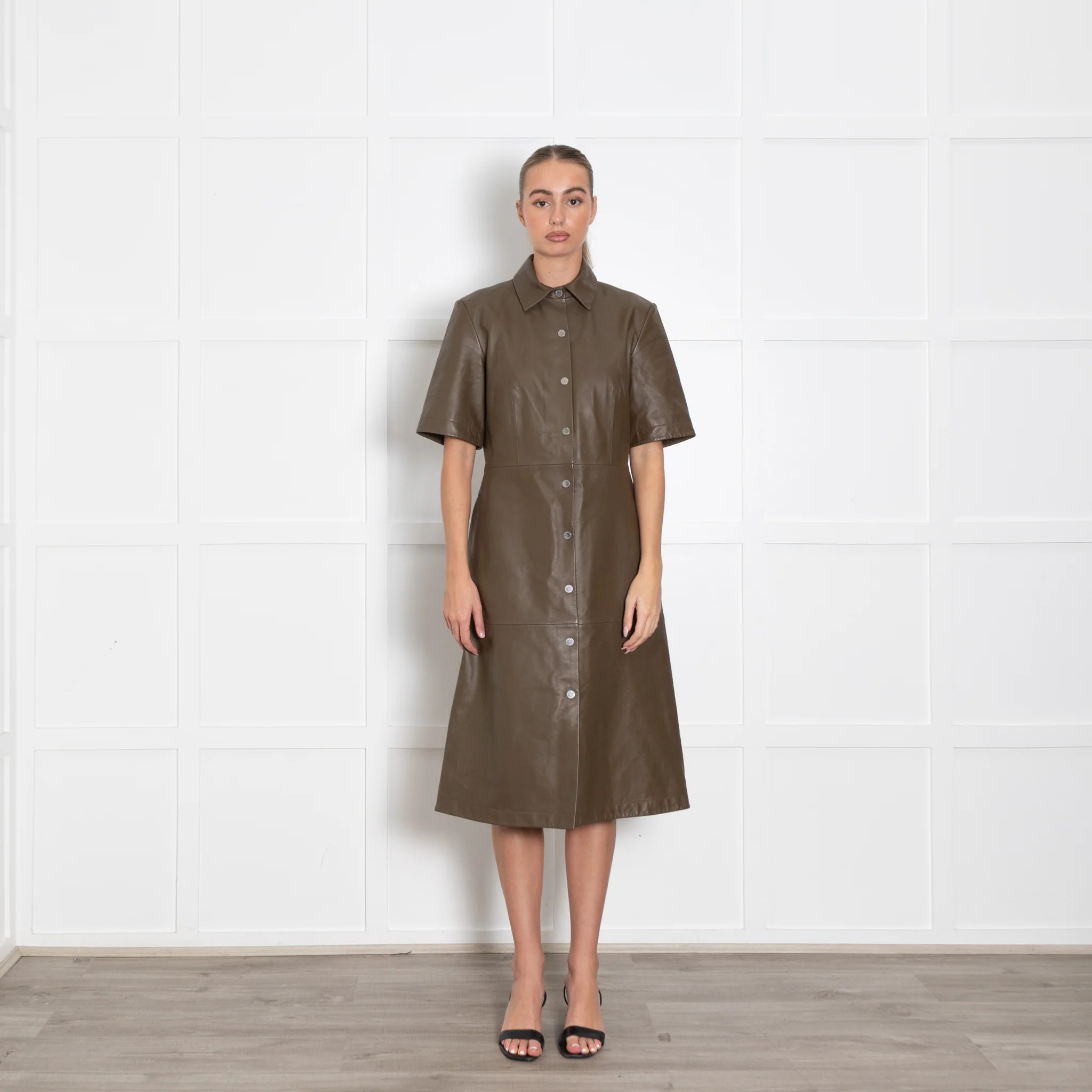 Paul Smith Khaki Button Up Leather Dress