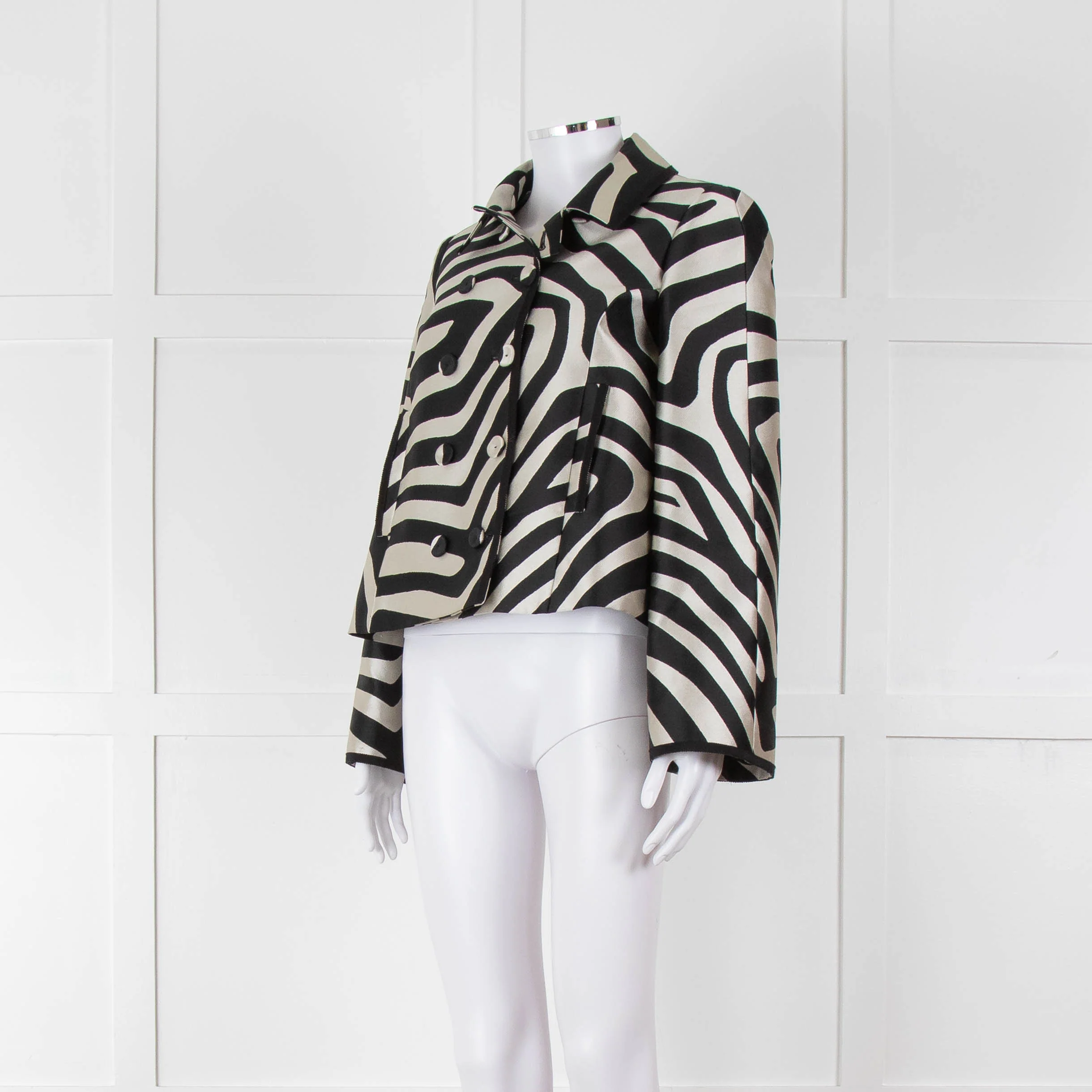 Paule Ka Black and Cream Zebra Frock Jacket - Image 8