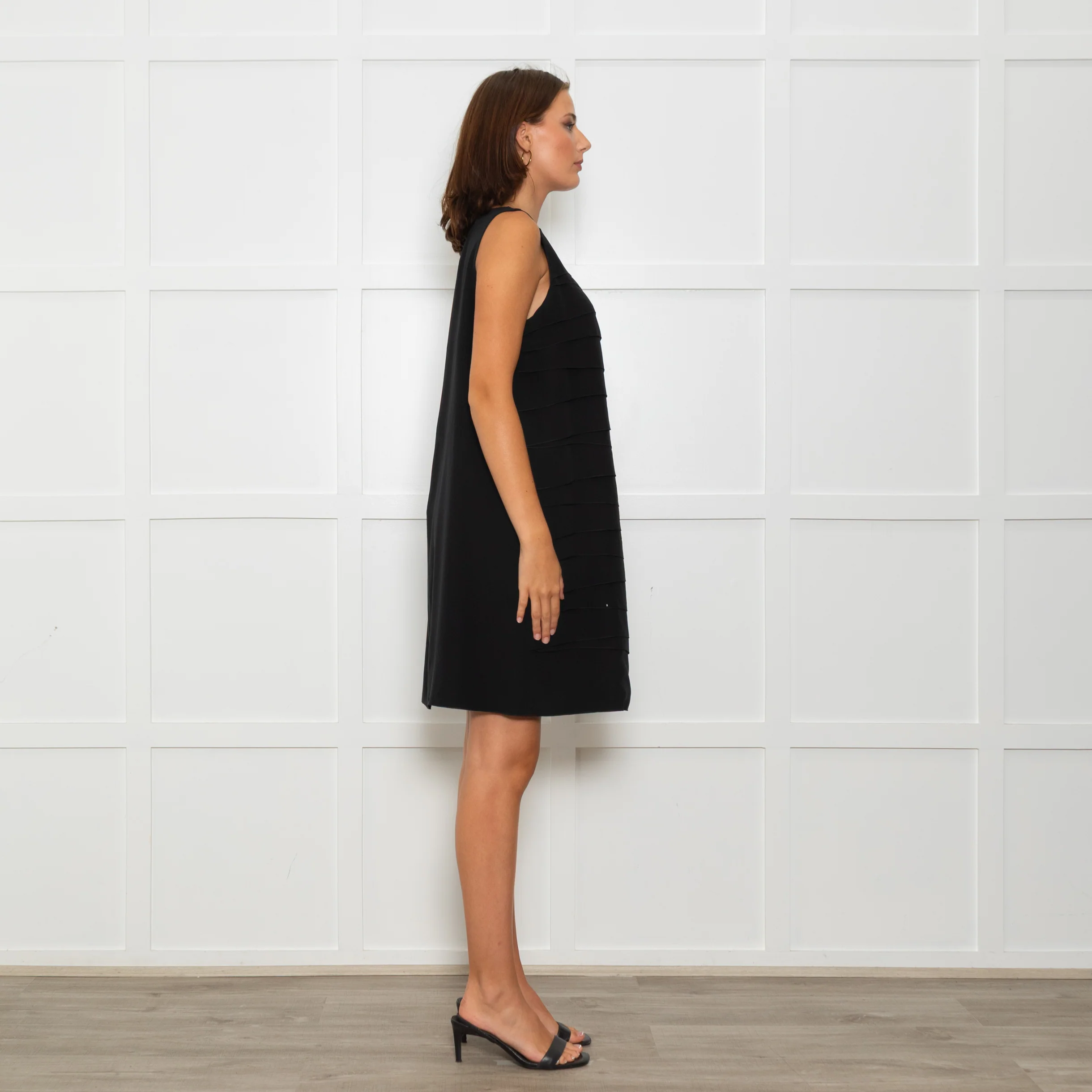 Paule Ka Black Multi Layered Sleeveless Shift Dress - Image 5