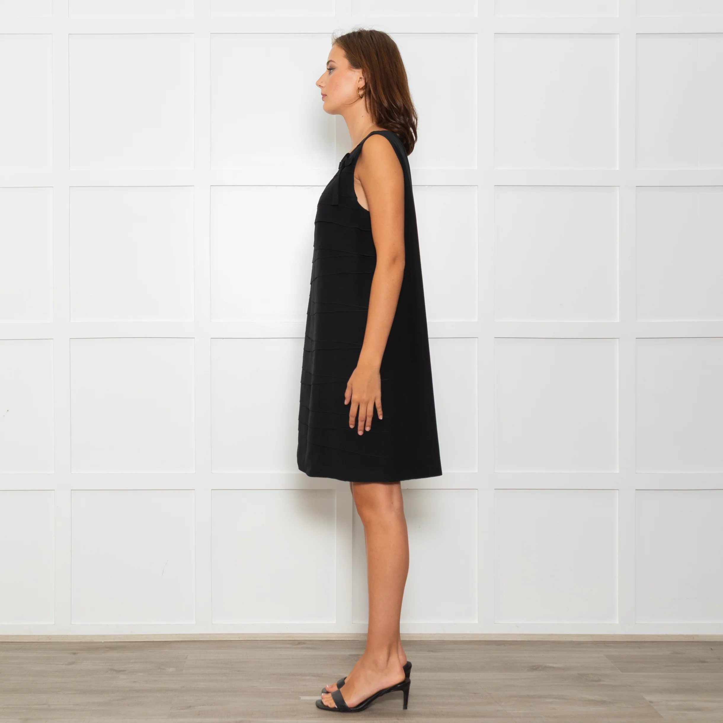 Paule Ka Black Multi Layered Sleeveless Shift Dress - Image 7