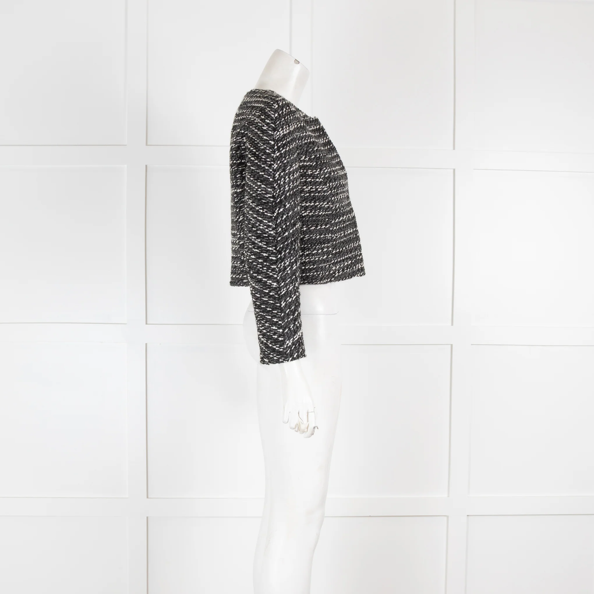 Paule Ka Black & White Tweed Cropped Jacket - Image 2