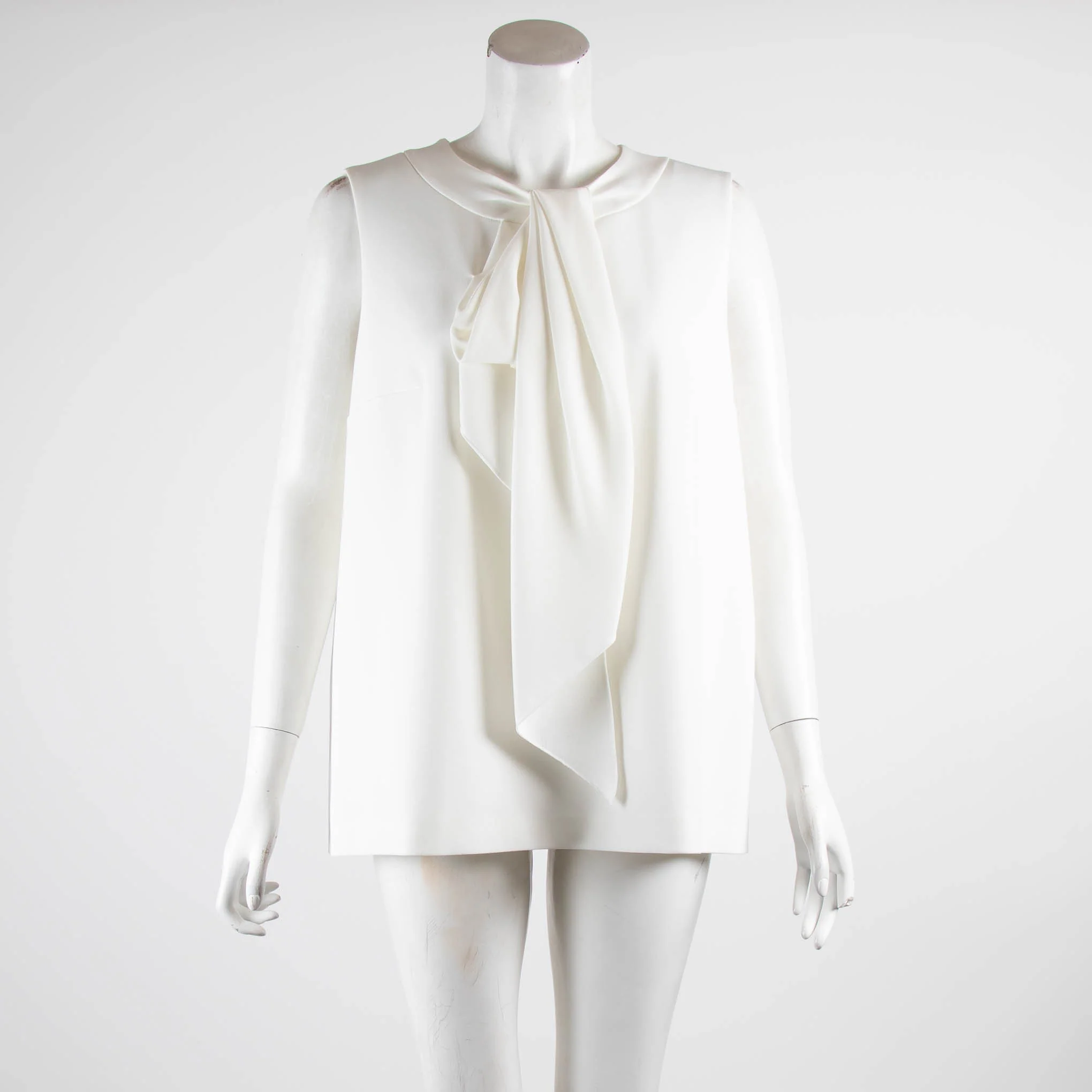 Paule Ka Cream Sleeveless Drape Neck Top