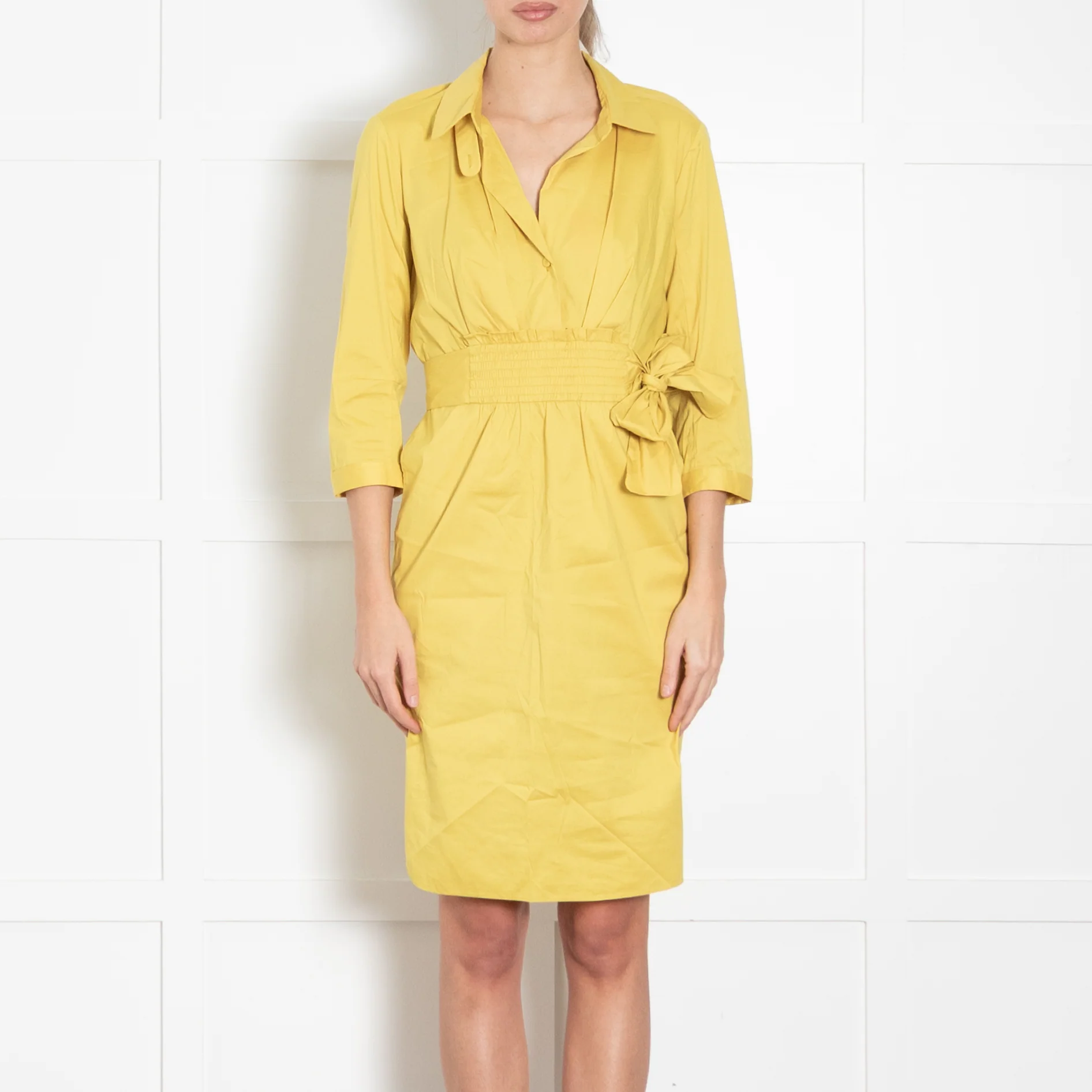 Paule Ka Mustard Belted Cotton Dress - Image 2
