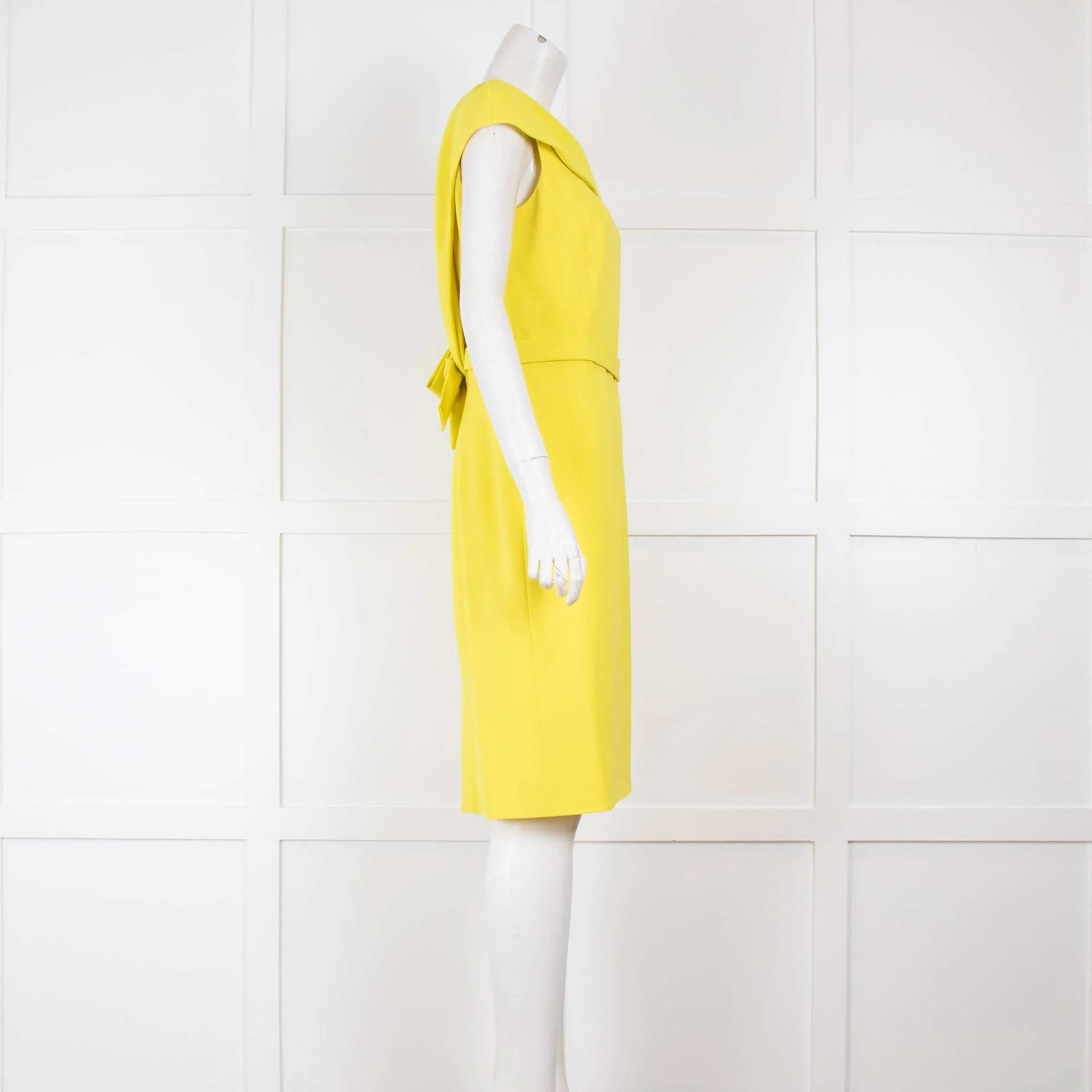 Paule Ka Yellow Fitted Dress with Wide Neck - Image 2