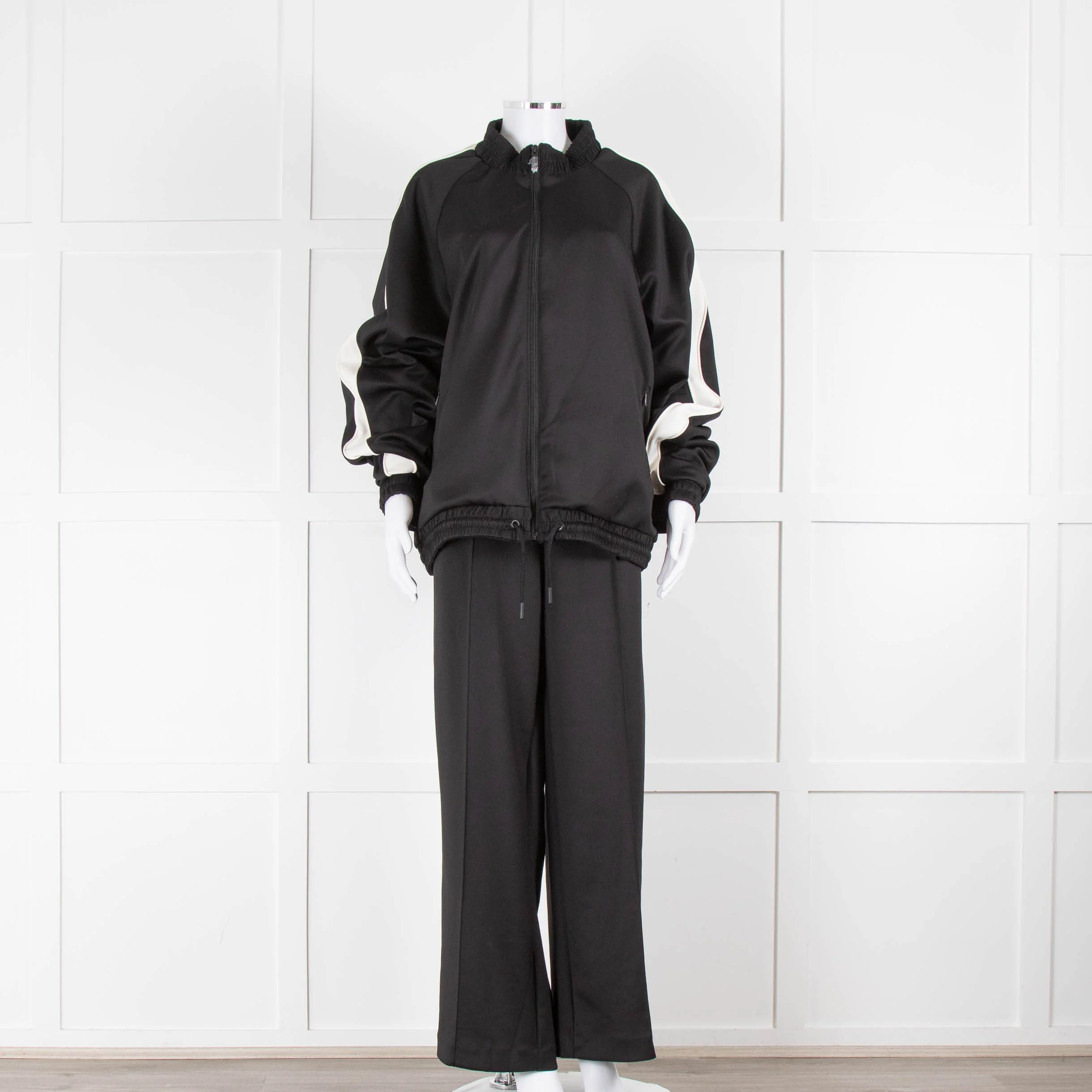 P.E Nation Black Zip Up Man Down Tracksuit Top With White Arm Stripe