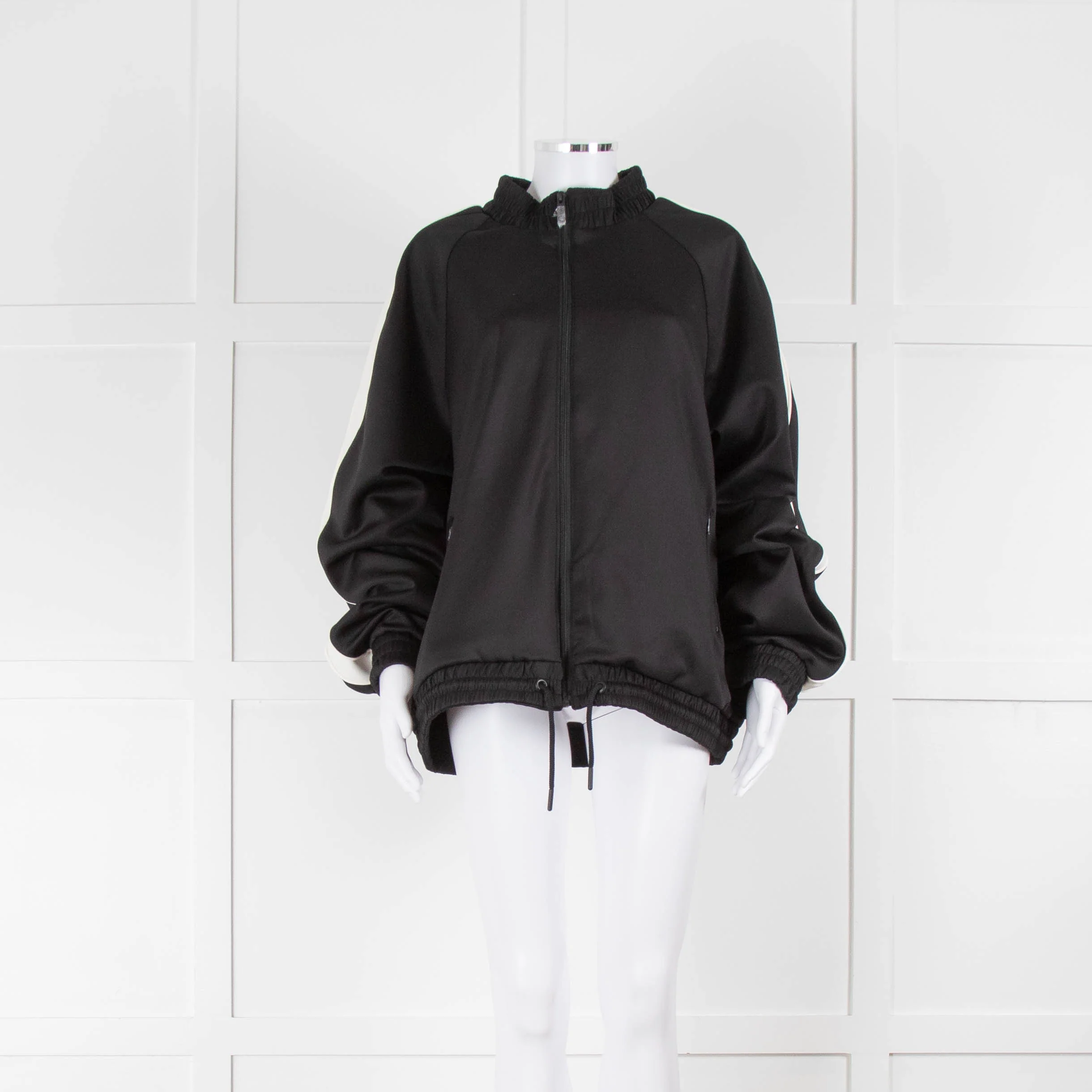 P.E Nation Black Zip Up Man Down Tracksuit Top With White Arm Stripe - Image 2