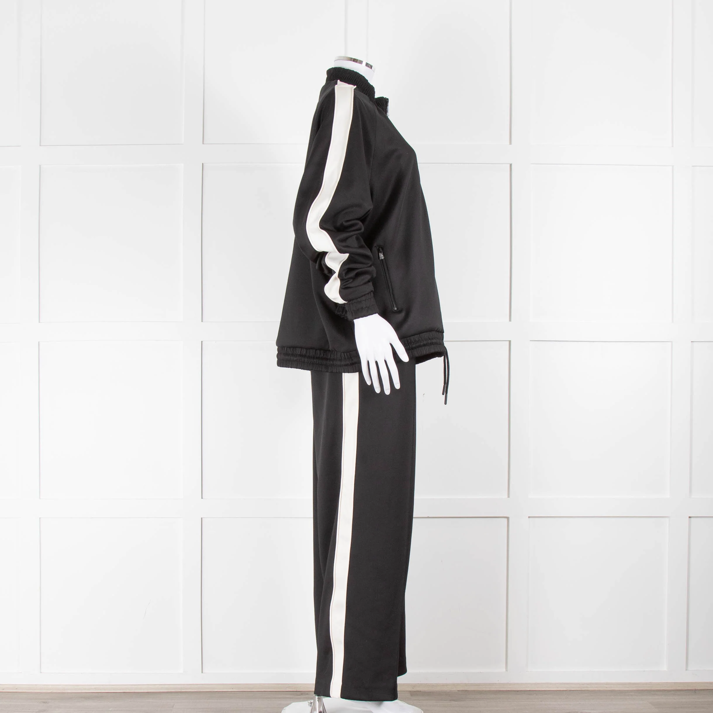 P.E Nation Black Zip Up Man Down Tracksuit Top With White Arm Stripe - Image 3