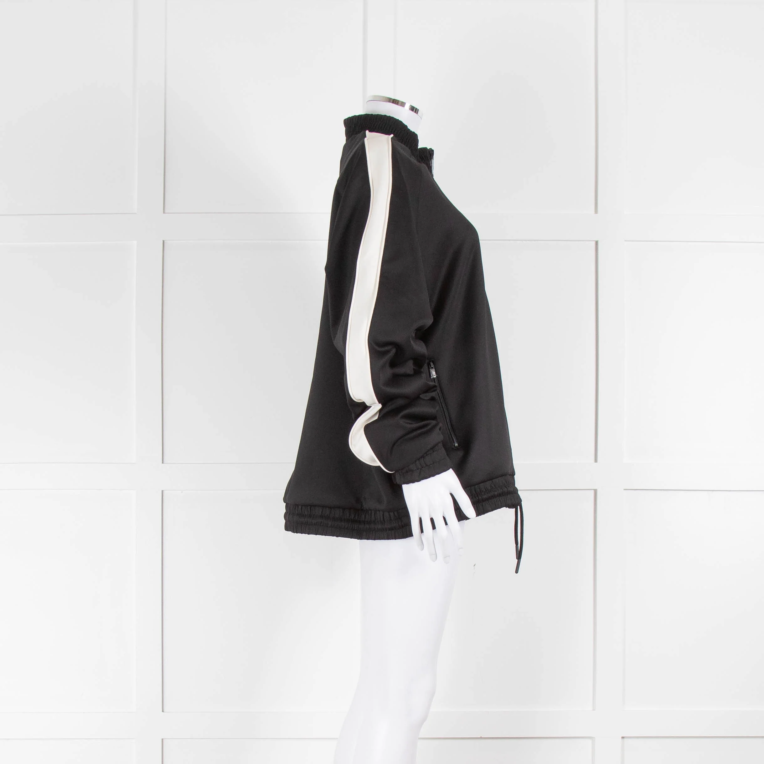 P.E Nation Black Zip Up Man Down Tracksuit Top With White Arm Stripe - Image 4