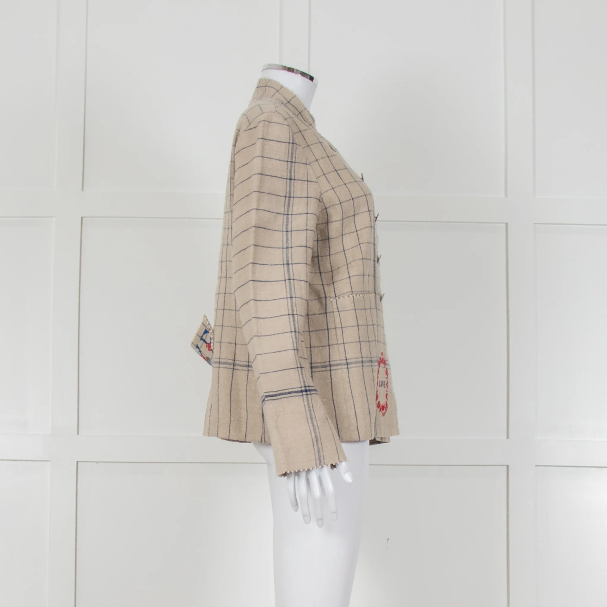 Pero Heavyweight Linen Tailored Jacket with Embroidered Detailing - Image 3