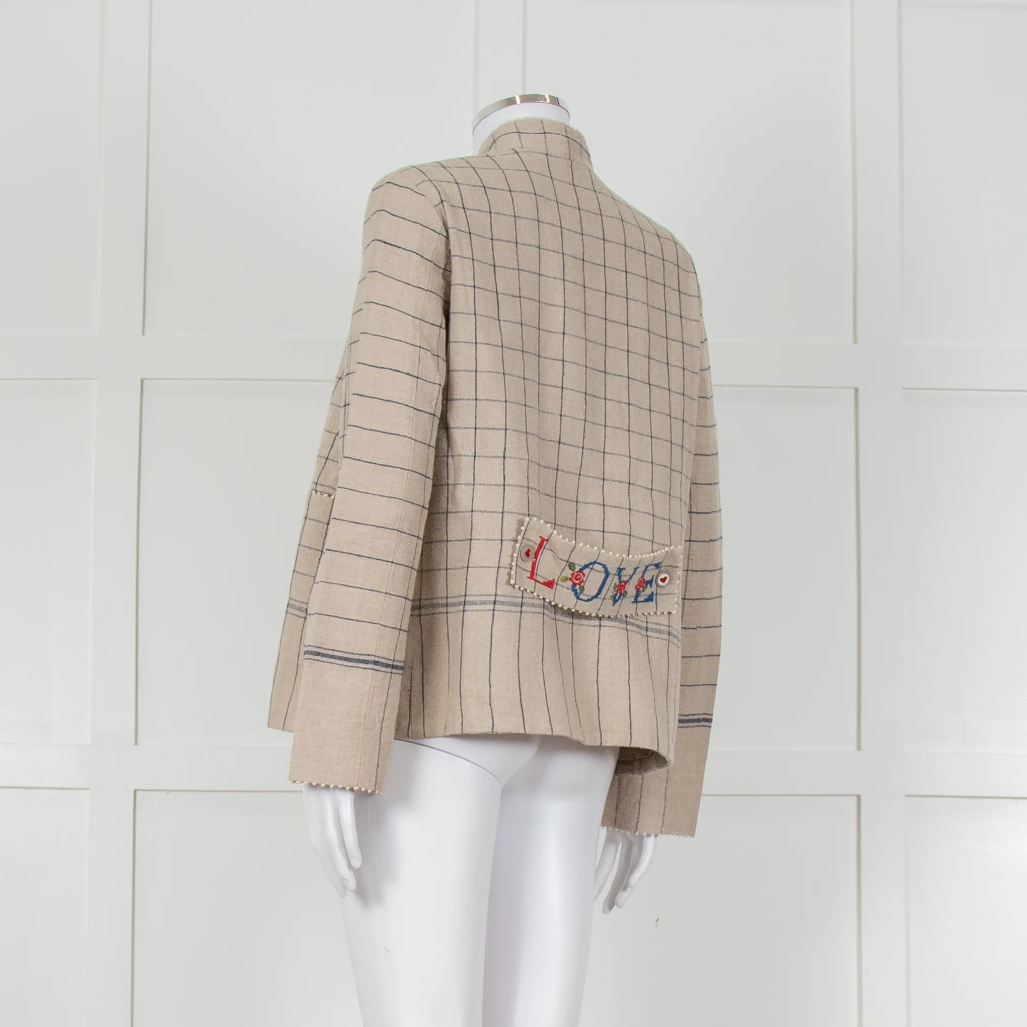 Pero Heavyweight Linen Tailored Jacket with Embroidered Detailing - Image 6