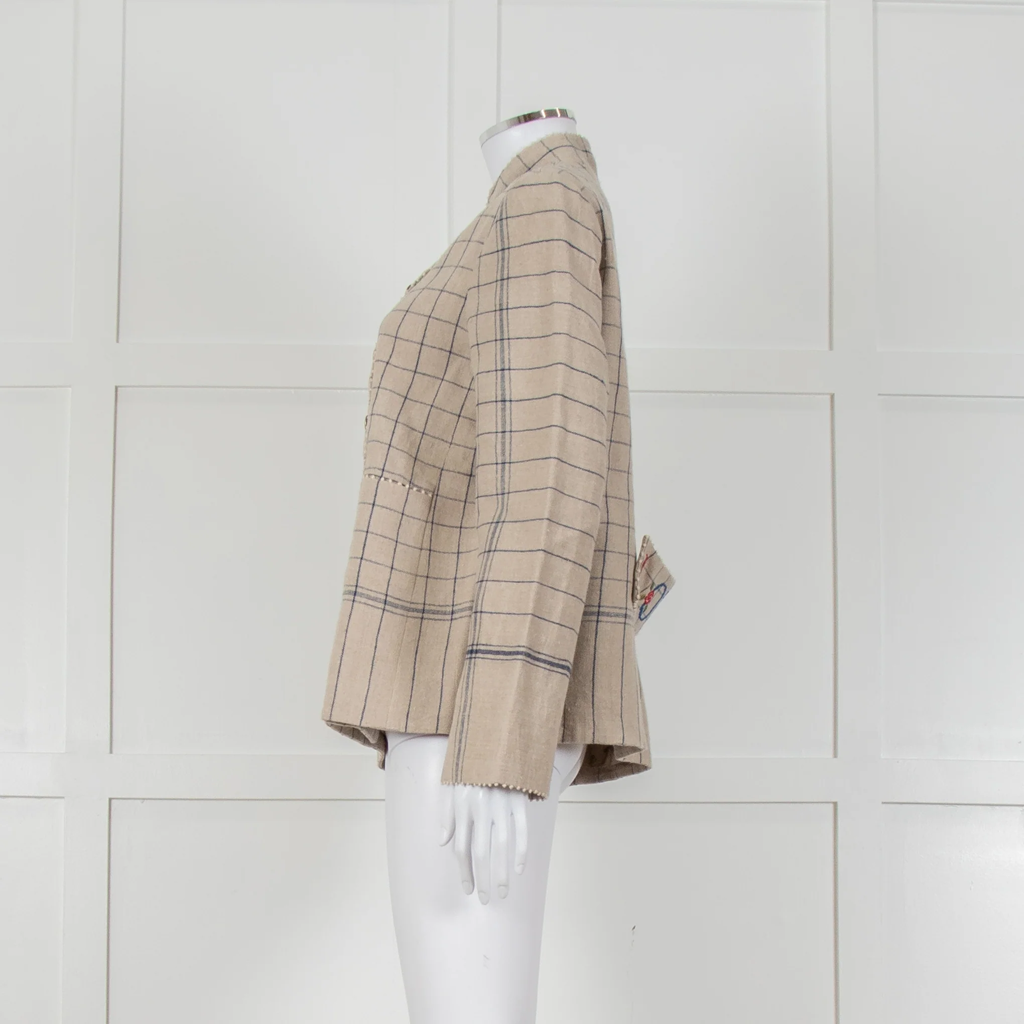 Pero Heavyweight Linen Tailored Jacket with Embroidered Detailing - Image 7