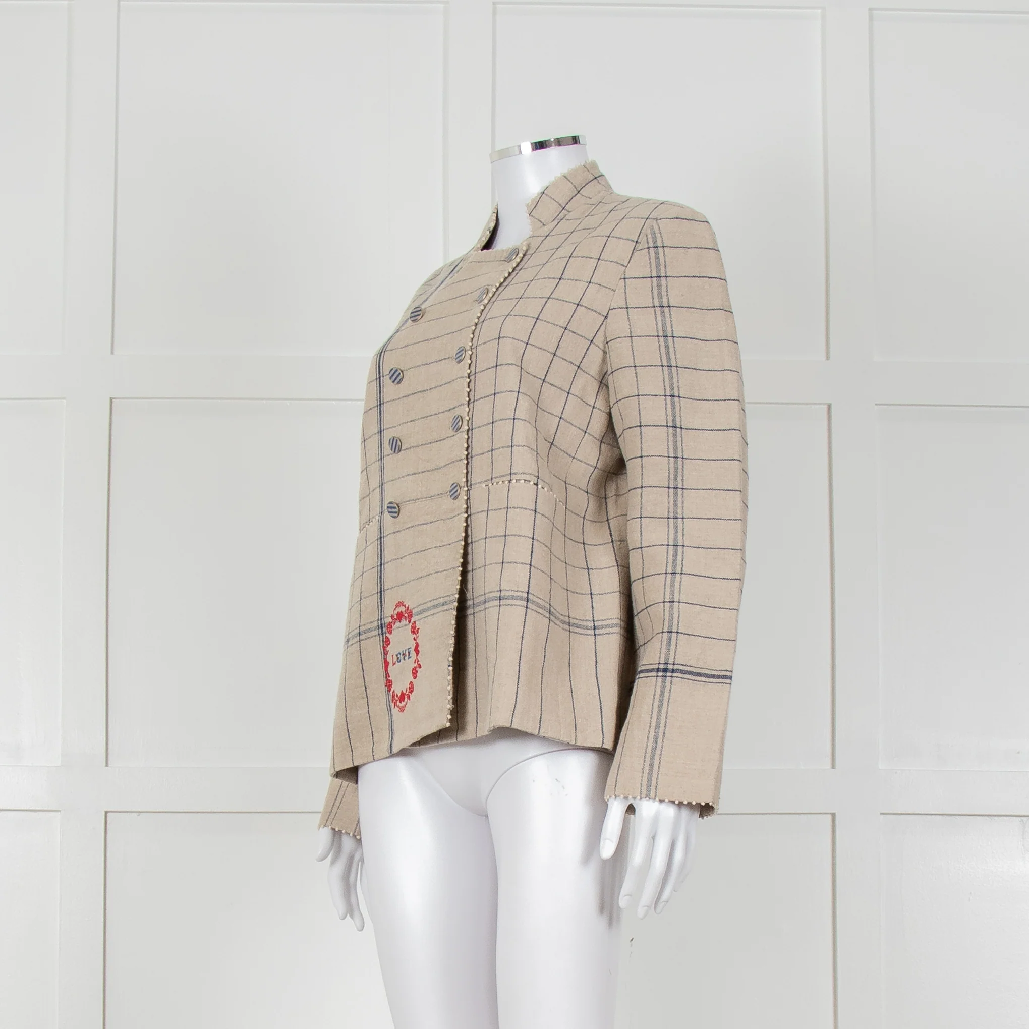 Pero Heavyweight Linen Tailored Jacket with Embroidered Detailing - Image 8