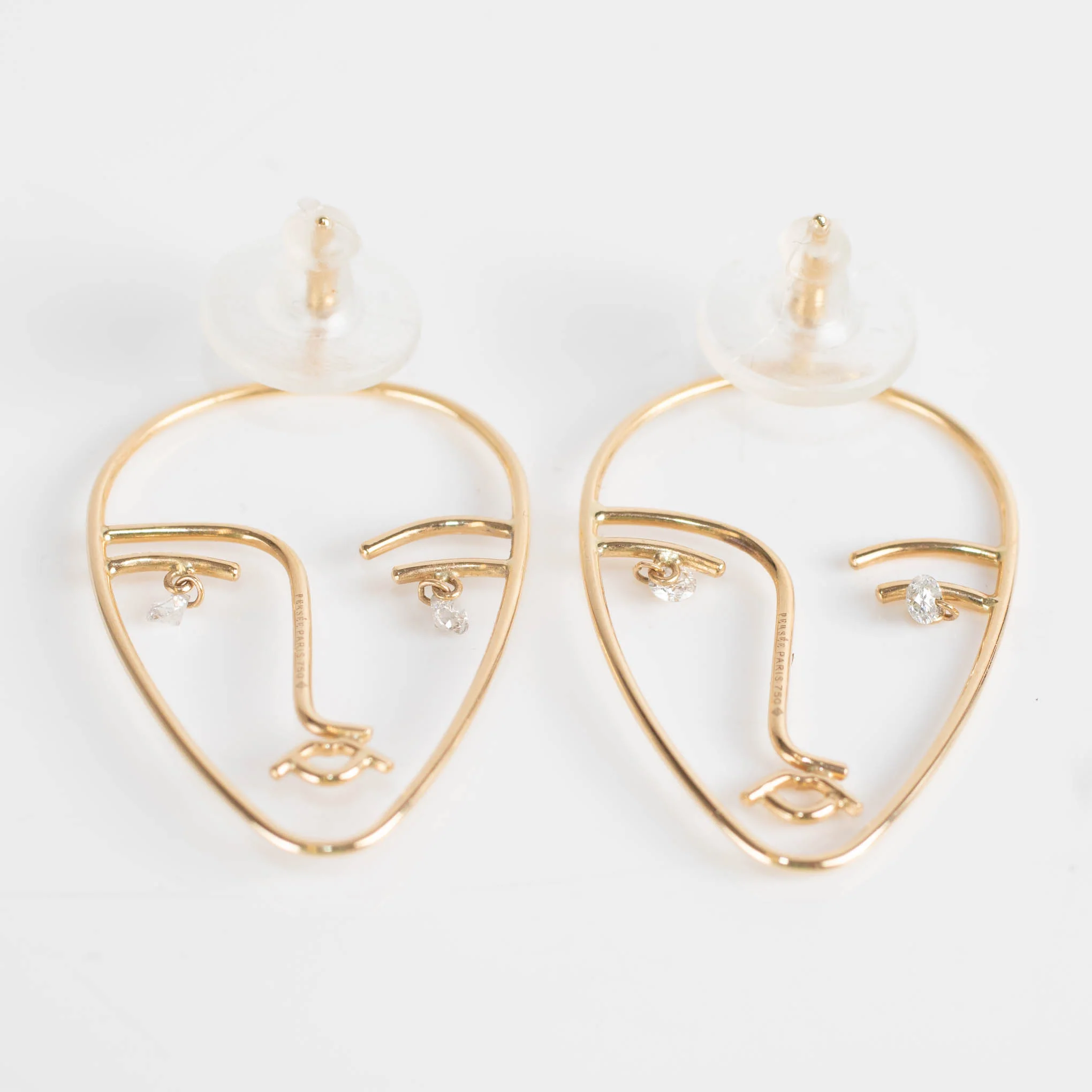 Persee 18kt gold Matisse Face Diamond Earrings - Image 3