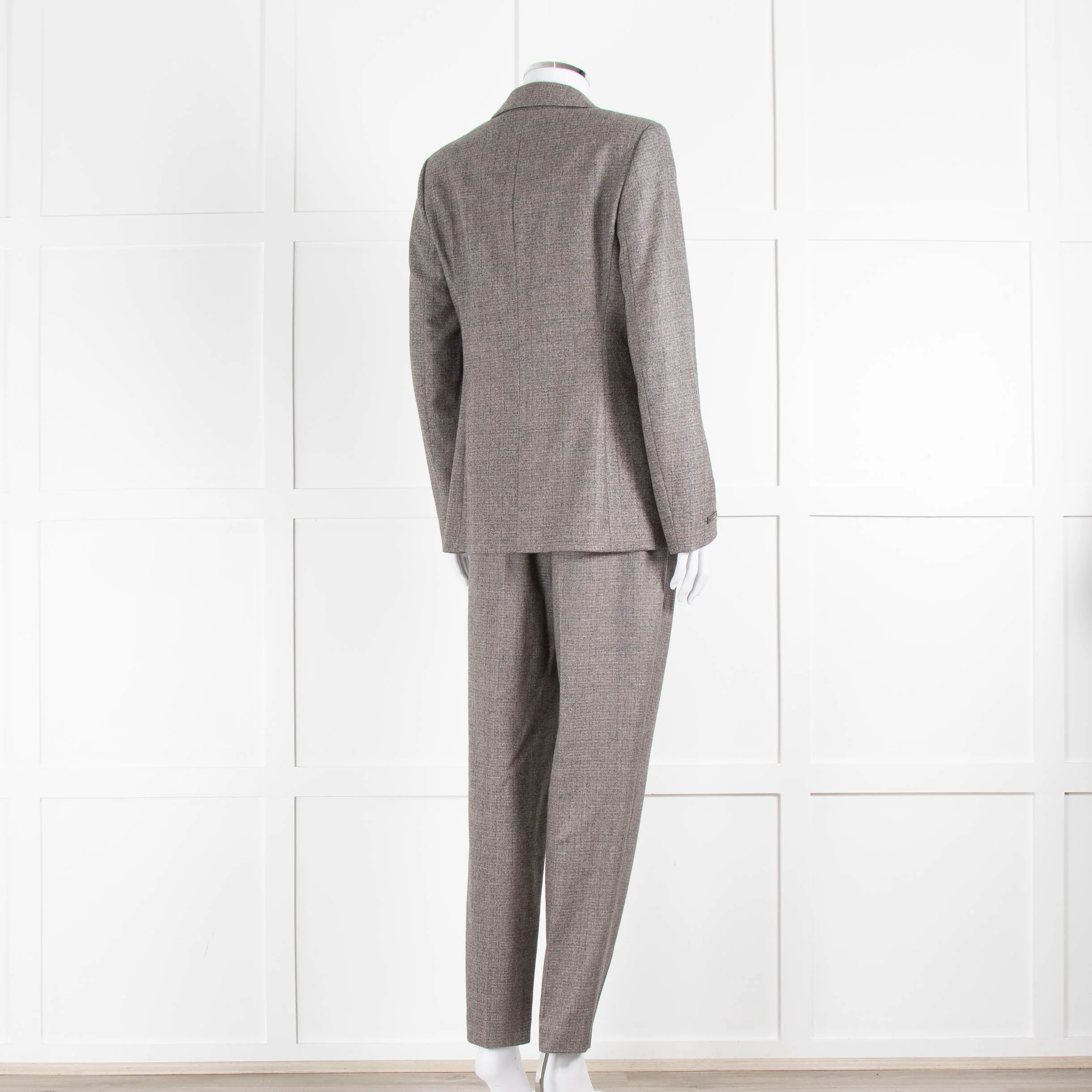 Peserico Grey Beige Wool & Cotton Blend Blazer Jacket - Image 12