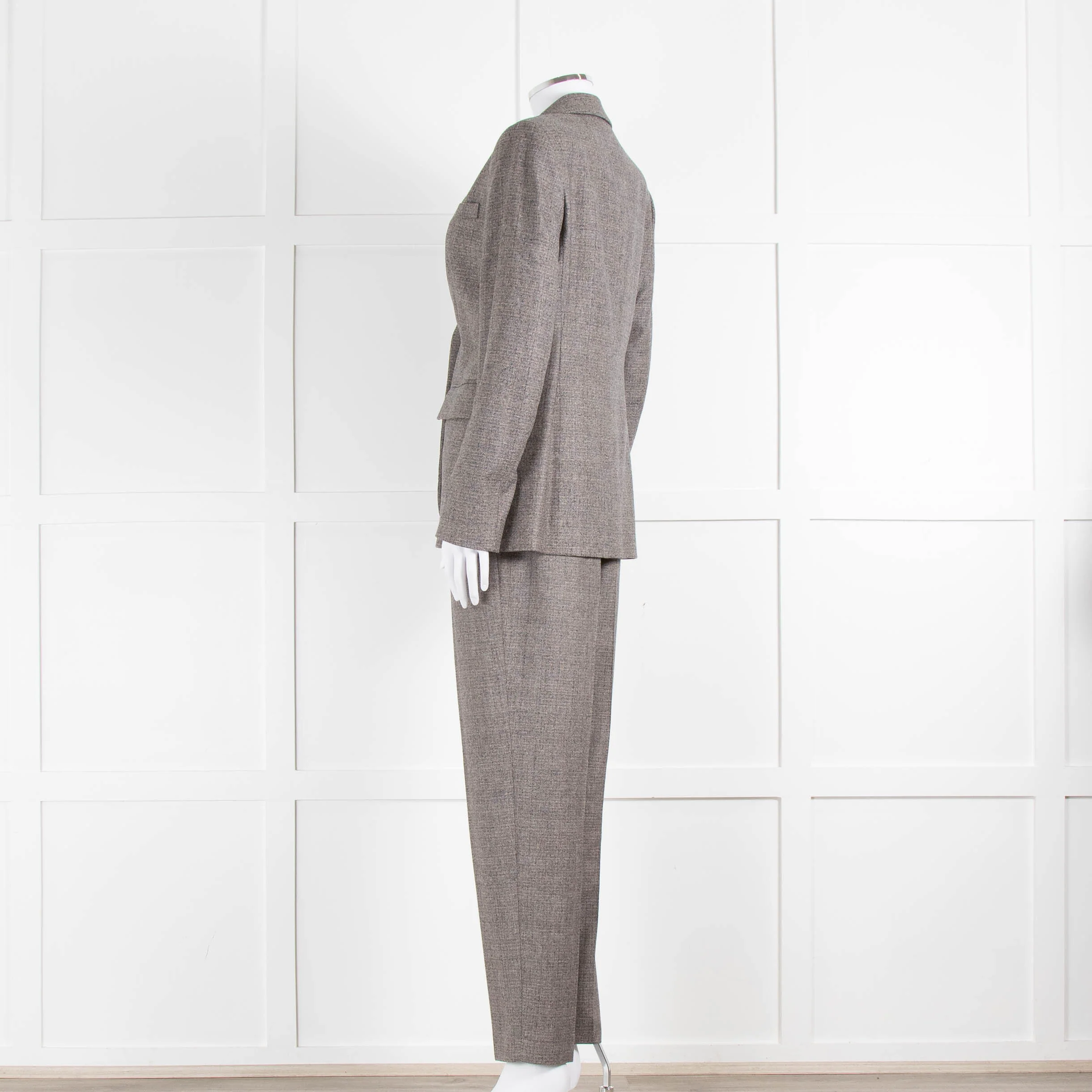 Peserico Grey Beige Wool & Cotton Blend Blazer Jacket - Image 14