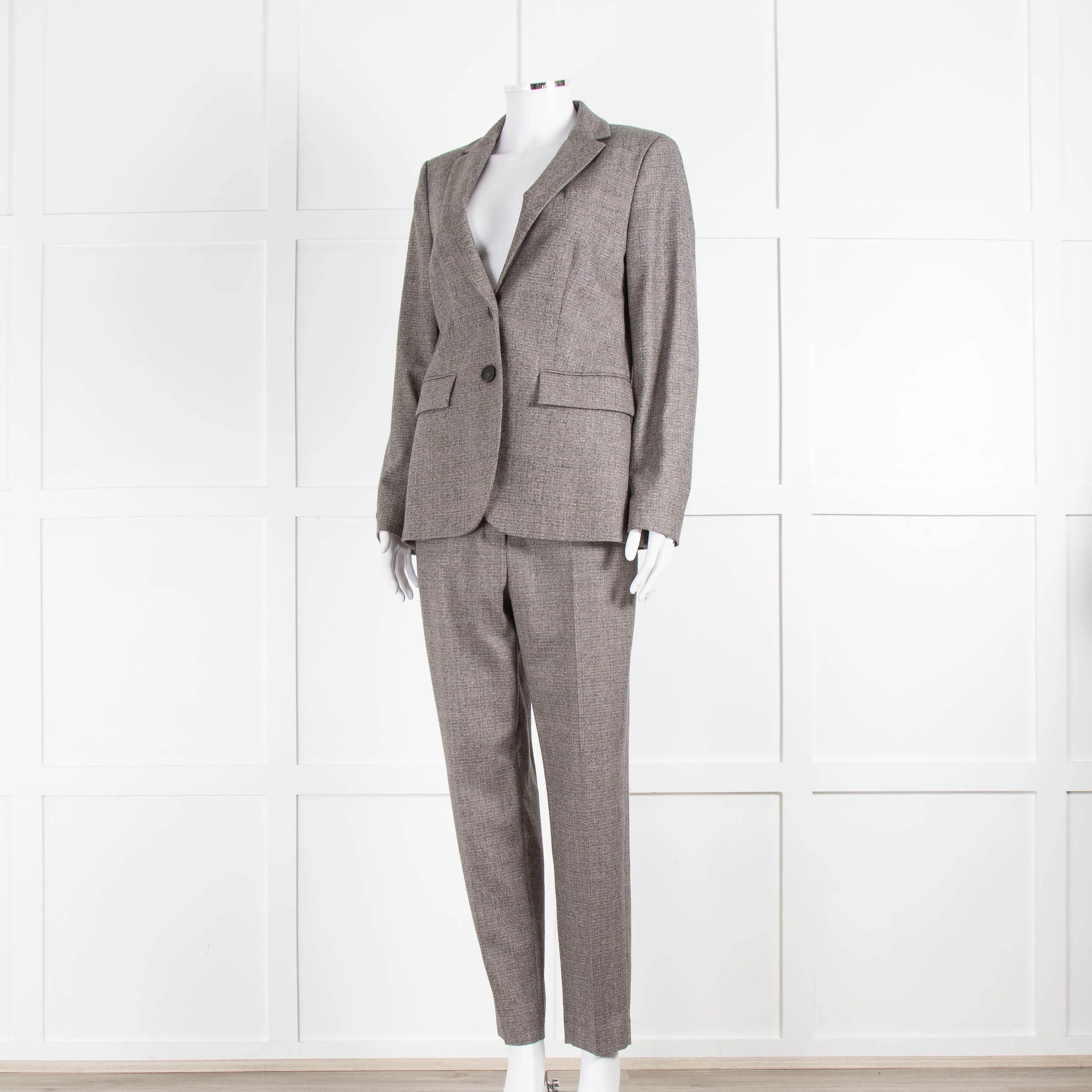 Peserico Grey Beige Wool & Cotton Blend Blazer Jacket - Image 16