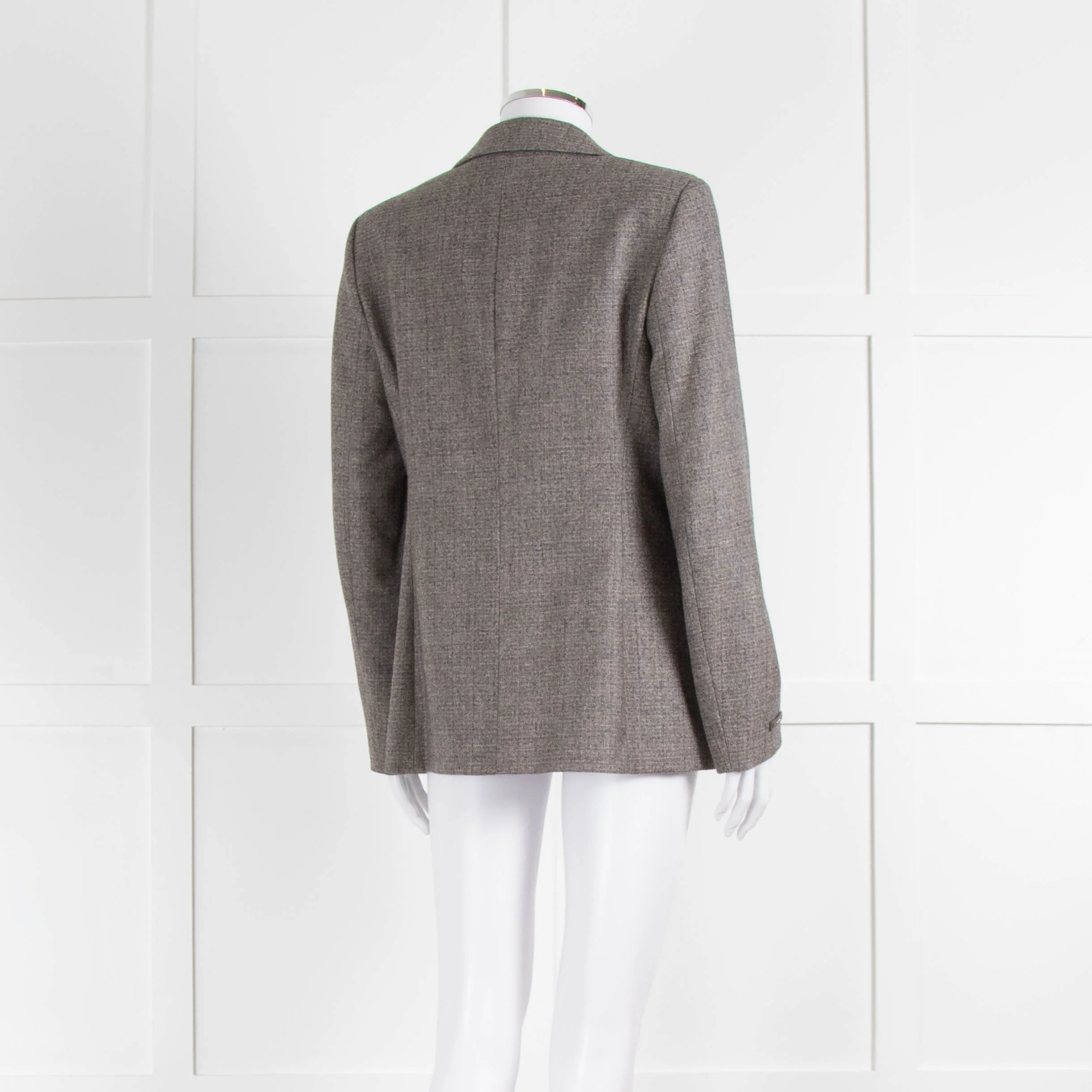 Peserico Grey Beige Wool & Cotton Blend Blazer Jacket - Image 5