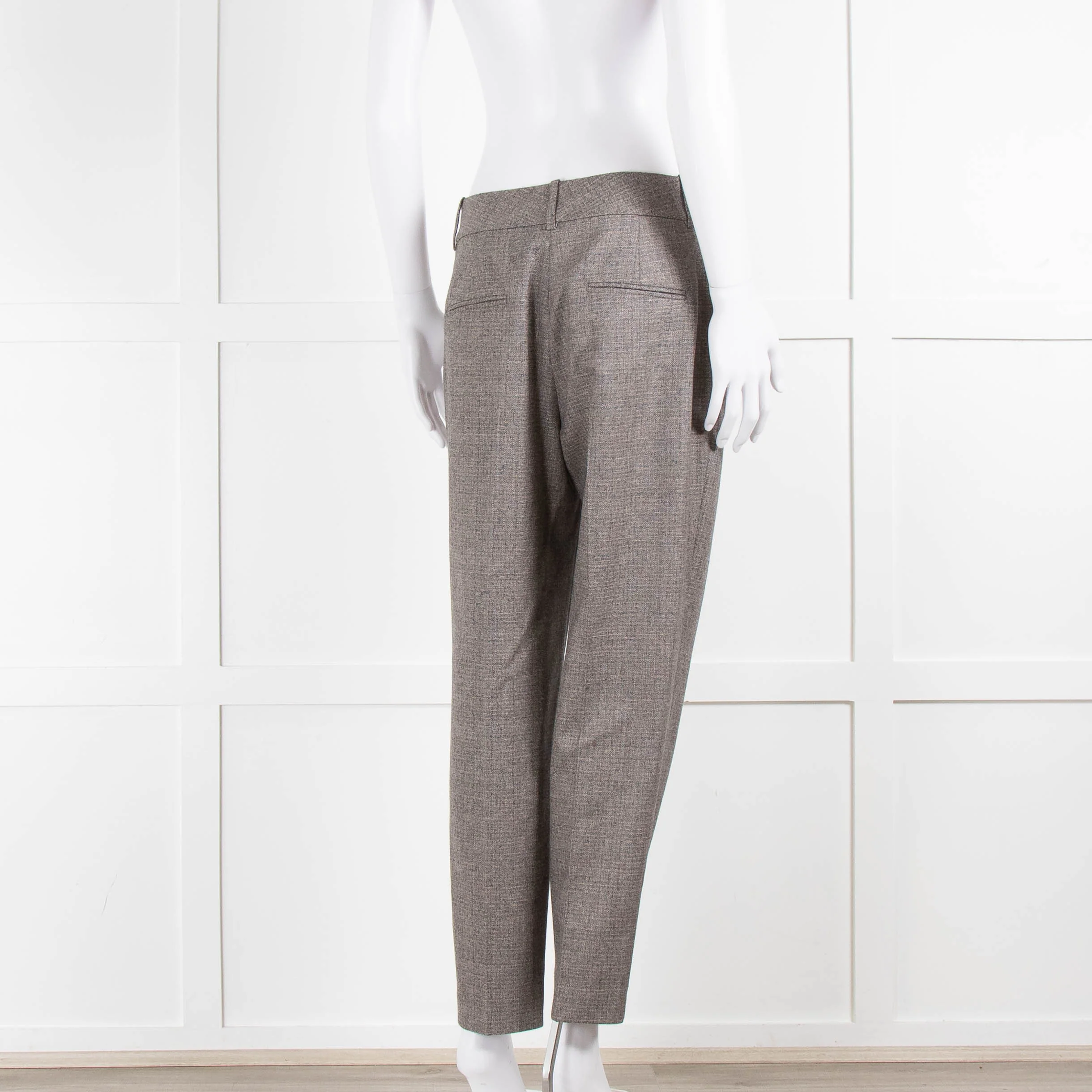 Peserico Grey Beige Wool & Cotton Blend Trousers - Image 5