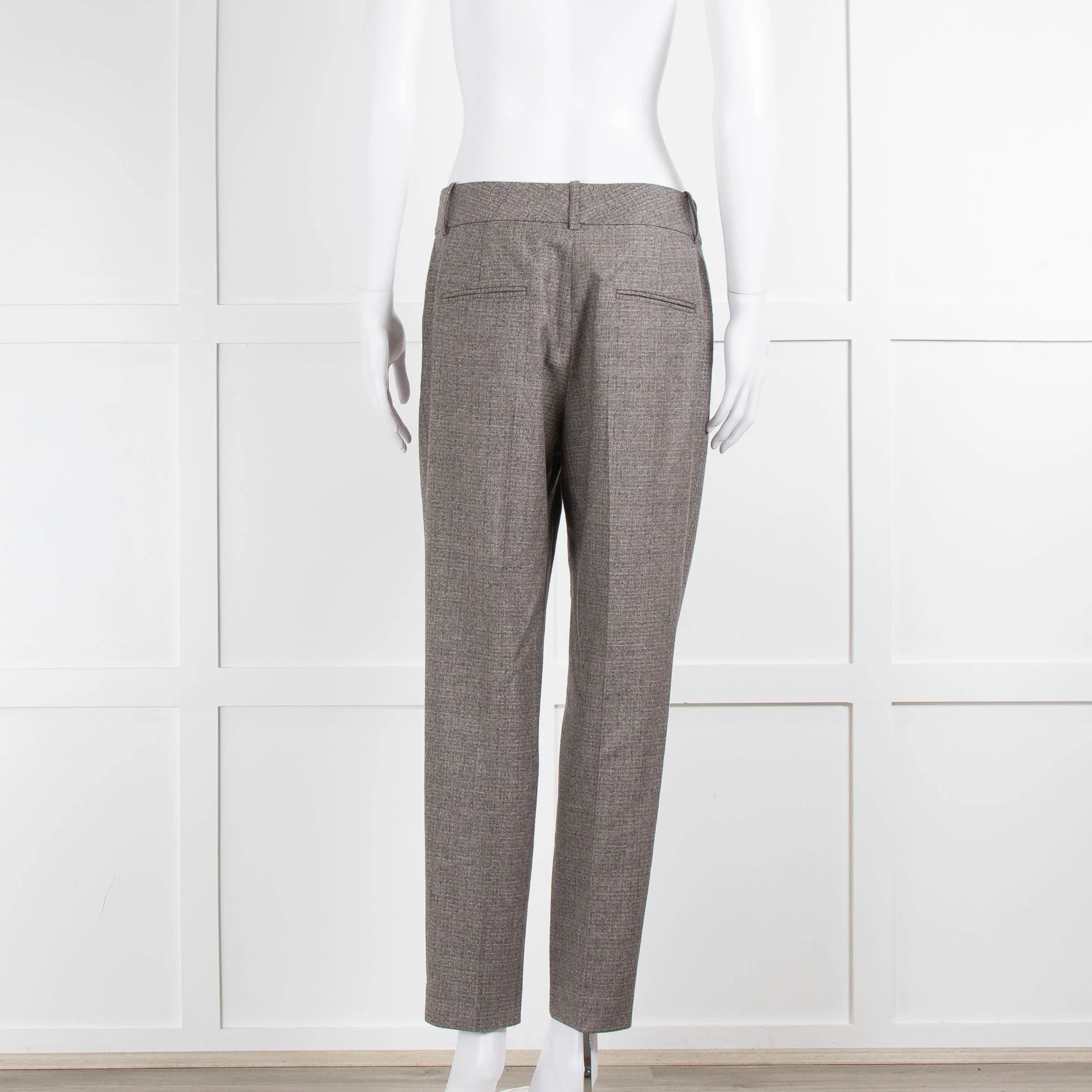 Peserico Grey Beige Wool & Cotton Blend Trousers - Image 6