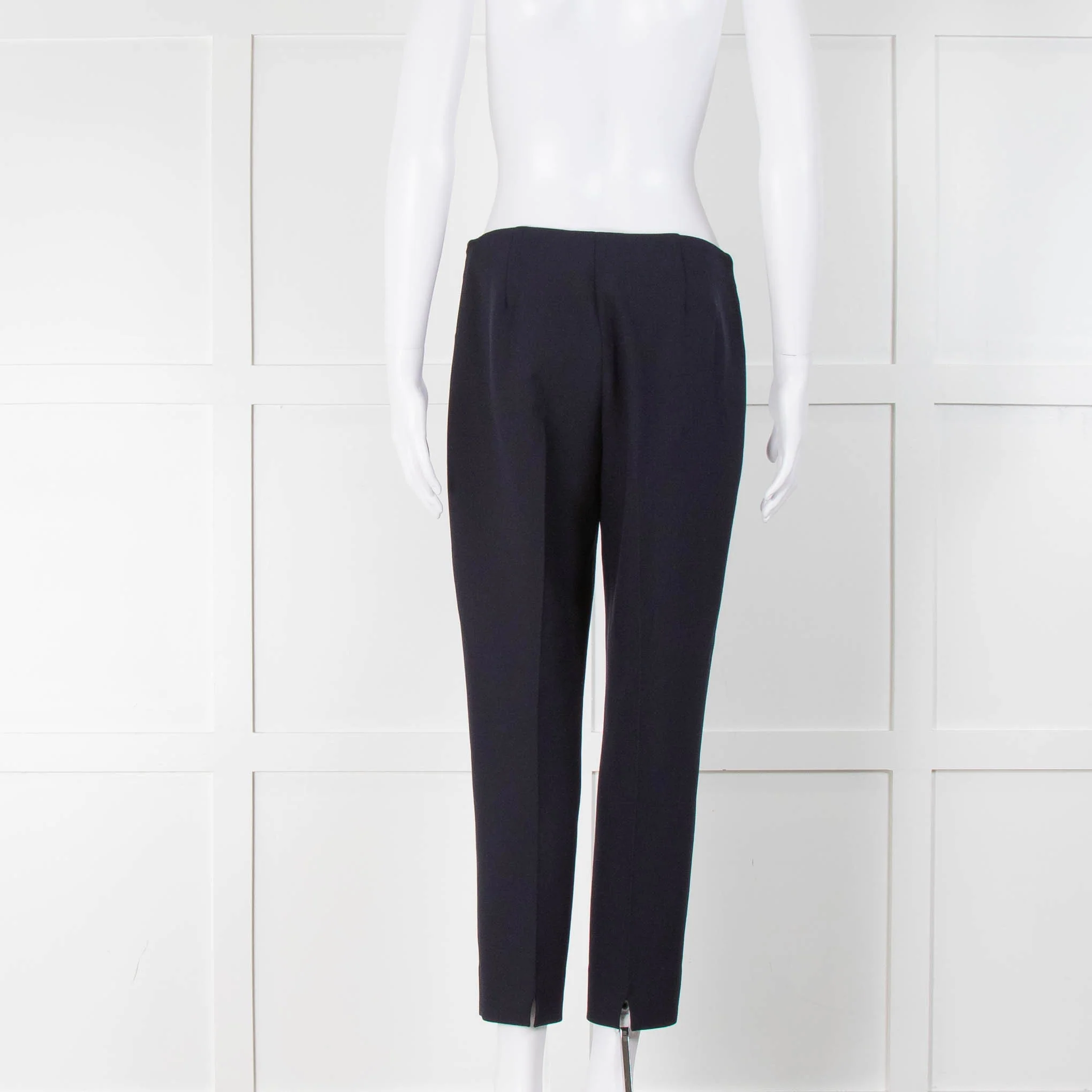Peserico Navy Side Zip Cigarette Trousers - Image 3