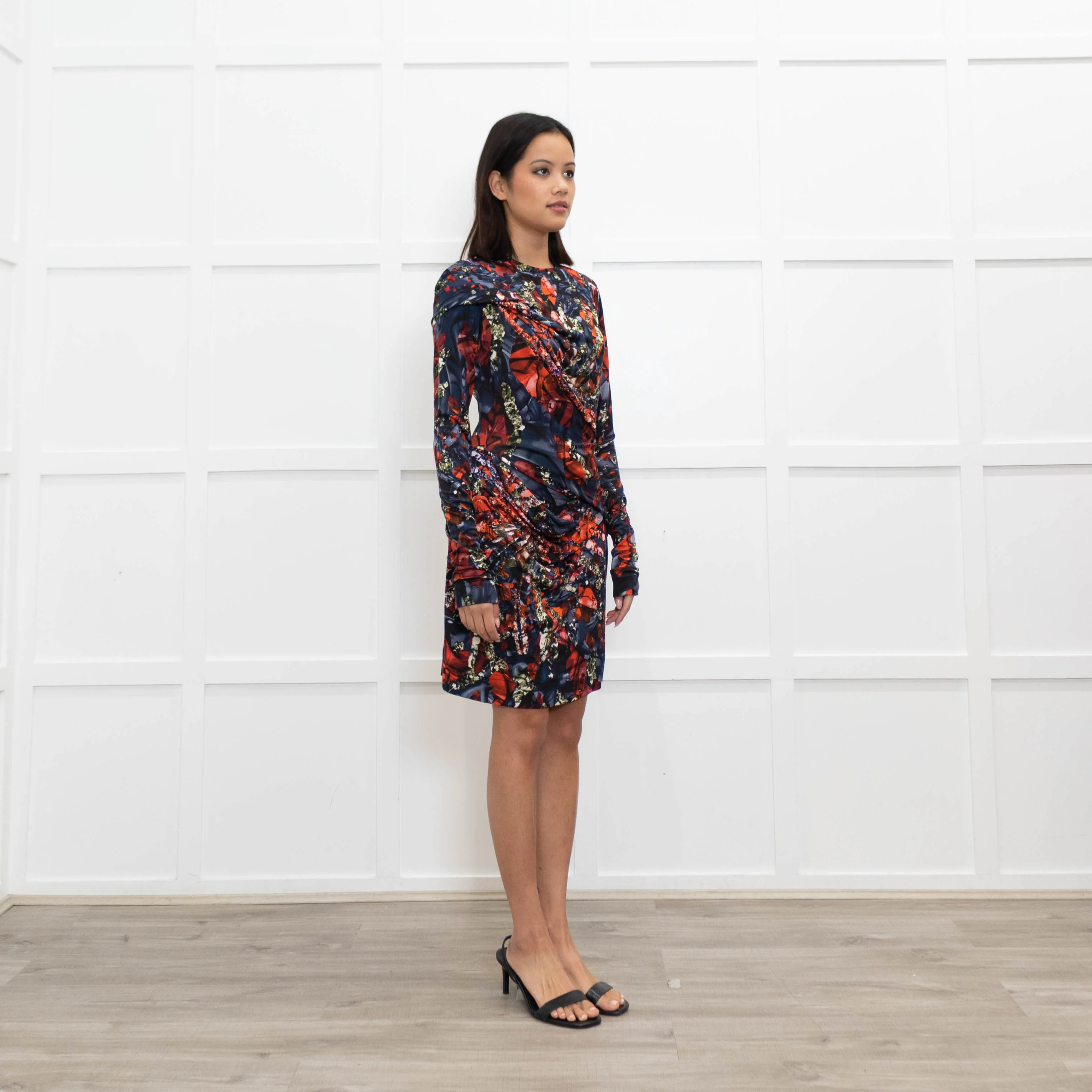 Peter Pilotto Red And Blue Pattern Long Sleeve Dress - Image 3