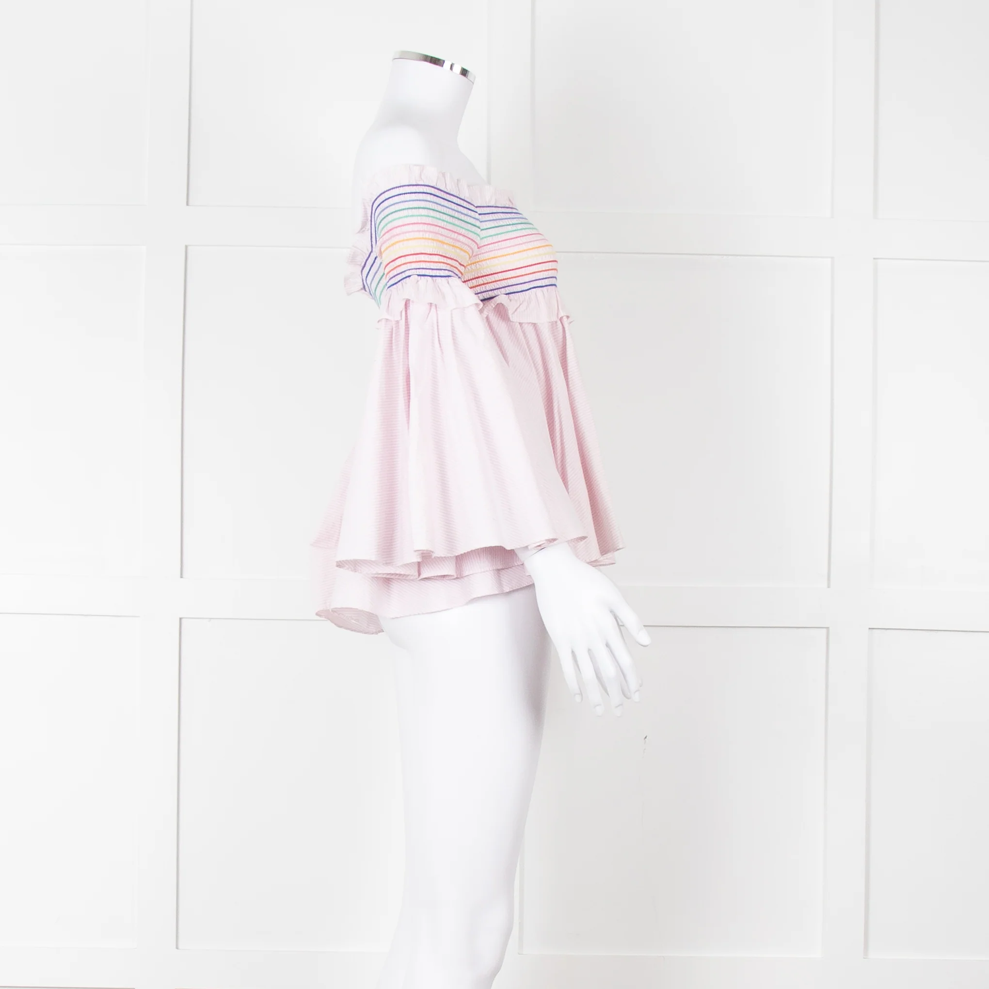 Petersyn Pale Pink Multi Smock Off The Shoulder Top - Image 3