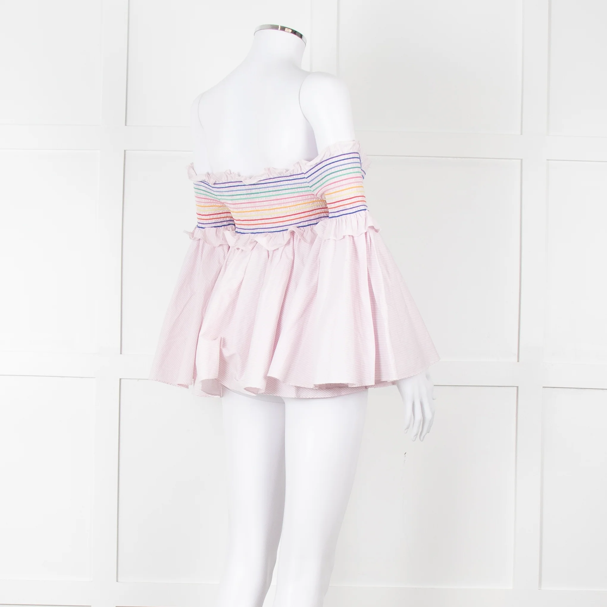Petersyn Pale Pink Multi Smock Off The Shoulder Top - Image 4