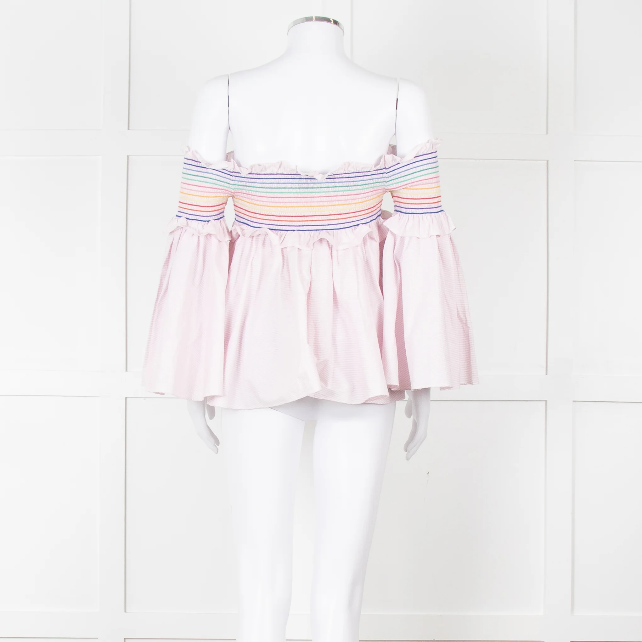 Petersyn Pale Pink Multi Smock Off The Shoulder Top - Image 5