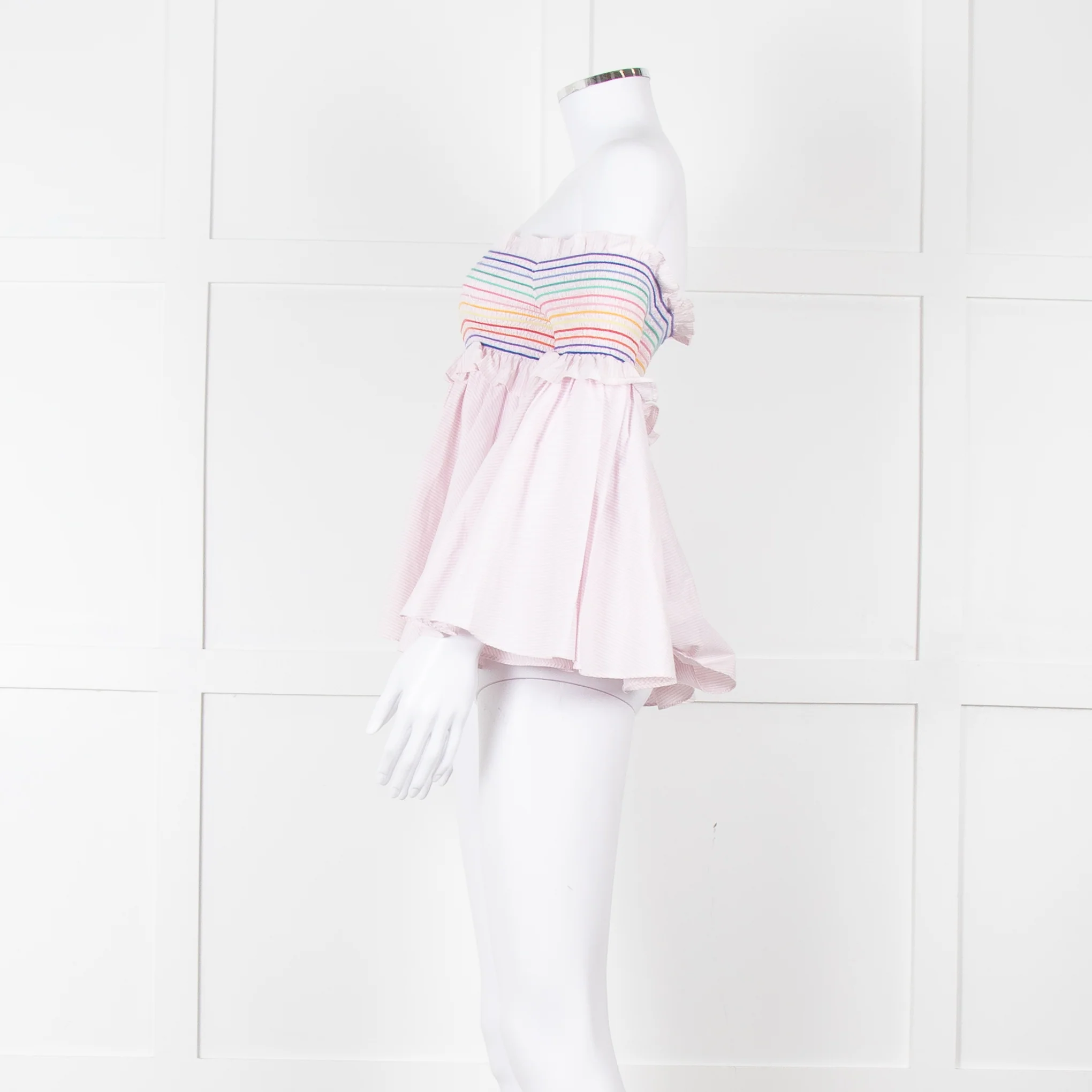 Petersyn Pale Pink Multi Smock Off The Shoulder Top - Image 7