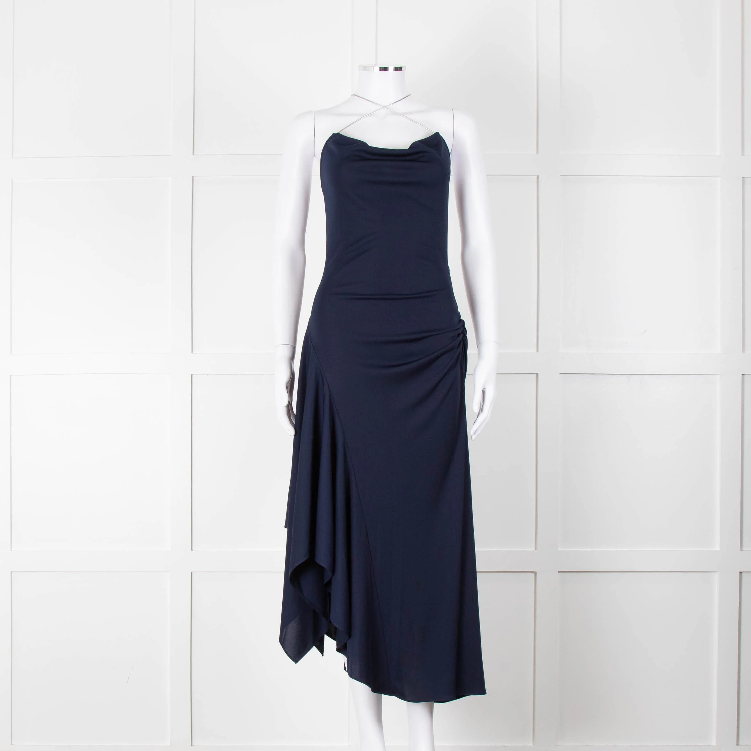 Philip Lim Navy Jersey Dress with Snake Chain Straps