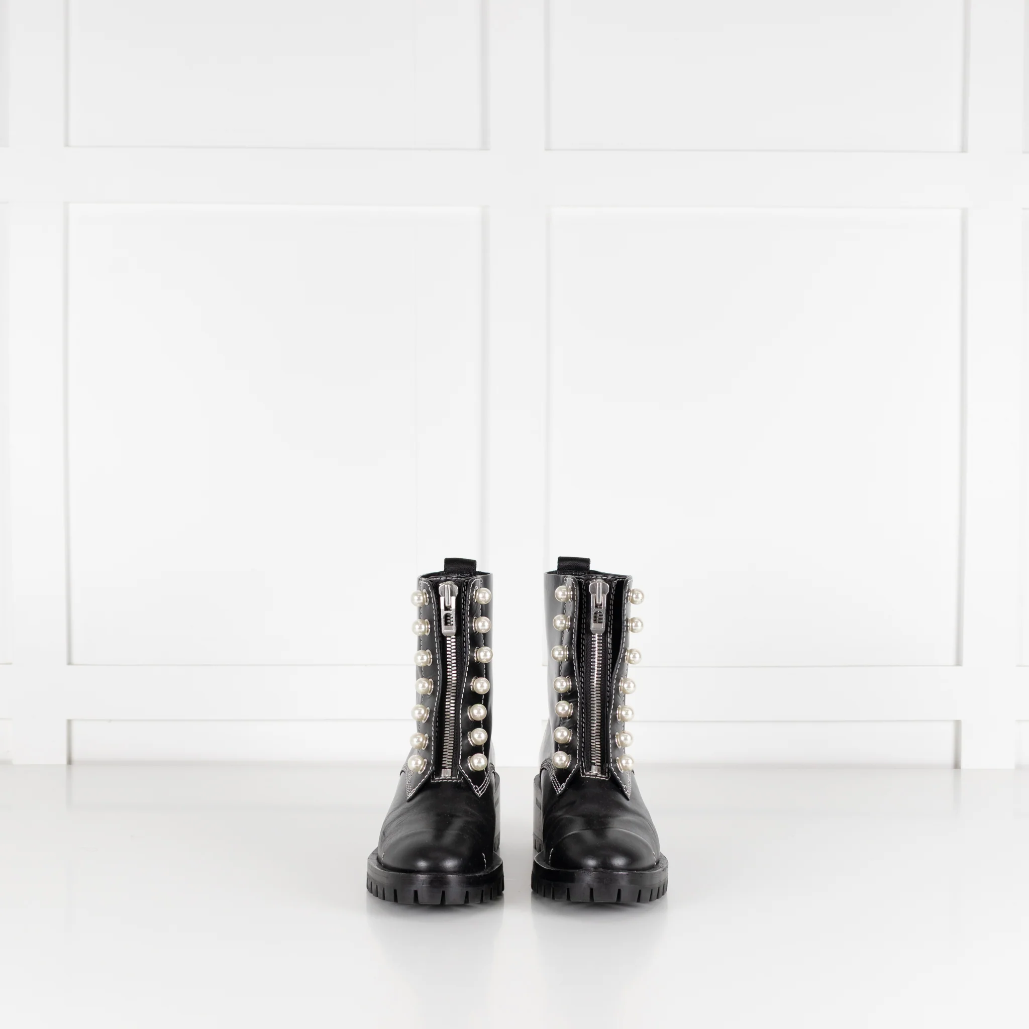 3.1 Phillip Lim Hayett Lug Sole Zipper Boot With Faux Pearl Embellishments - Image 2