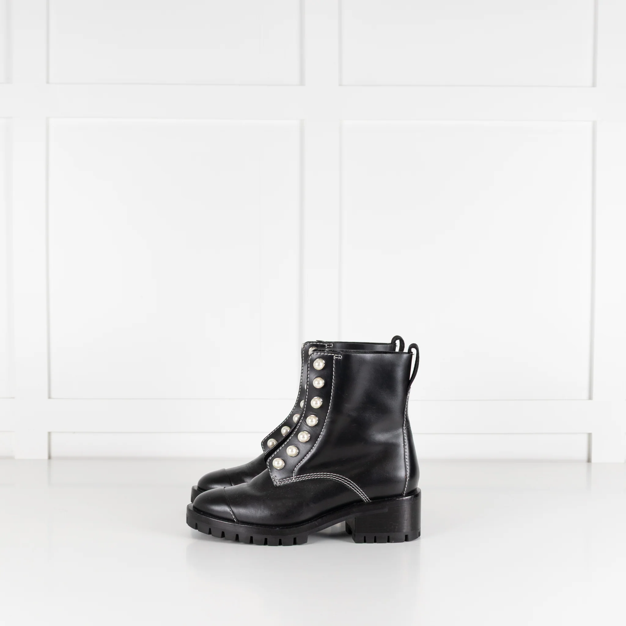 3.1 Phillip Lim Hayett Lug Sole Zipper Boot With Faux Pearl Embellishments - Image 3
