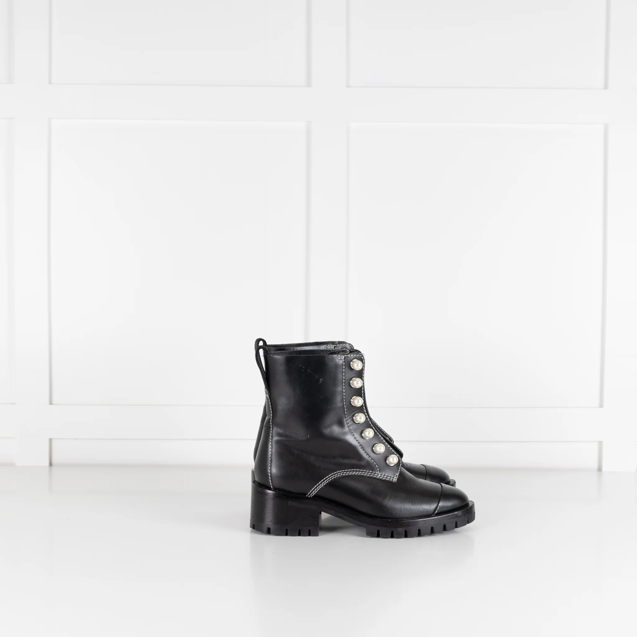 3.1 Phillip Lim Hayett Lug Sole Zipper Boot With Faux Pearl Embellishments - Image 5