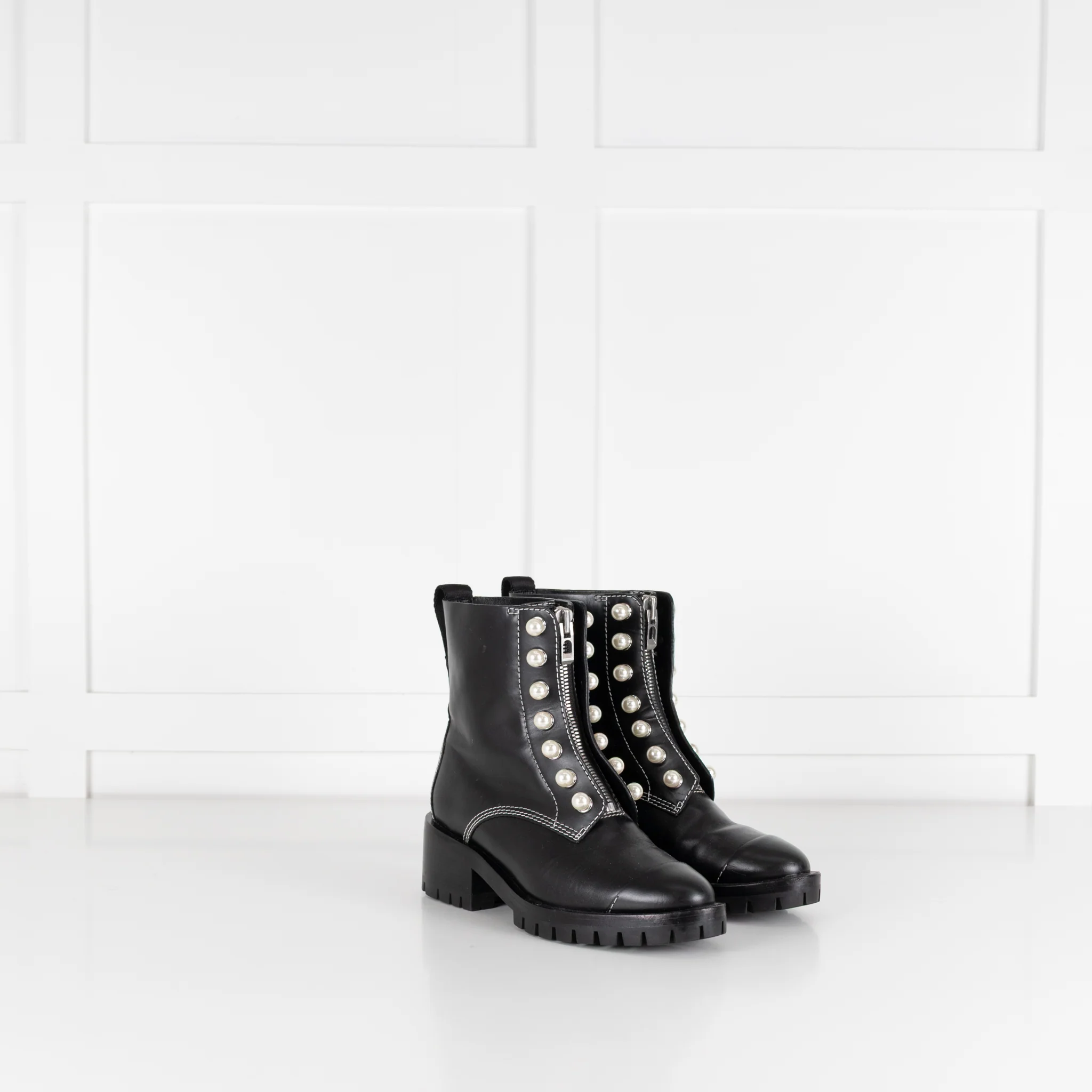 3.1 Phillip Lim Hayett Lug Sole Zipper Boot With Faux Pearl Embellishments - Image 6