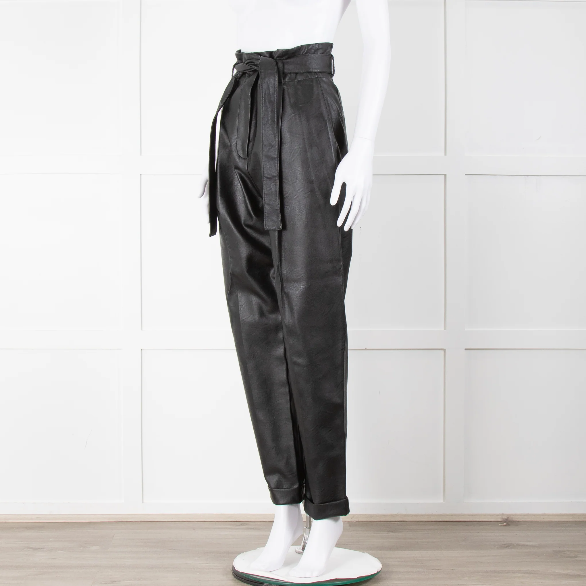 Philosophy Black Faux Leather Belted Trousers - Image 8
