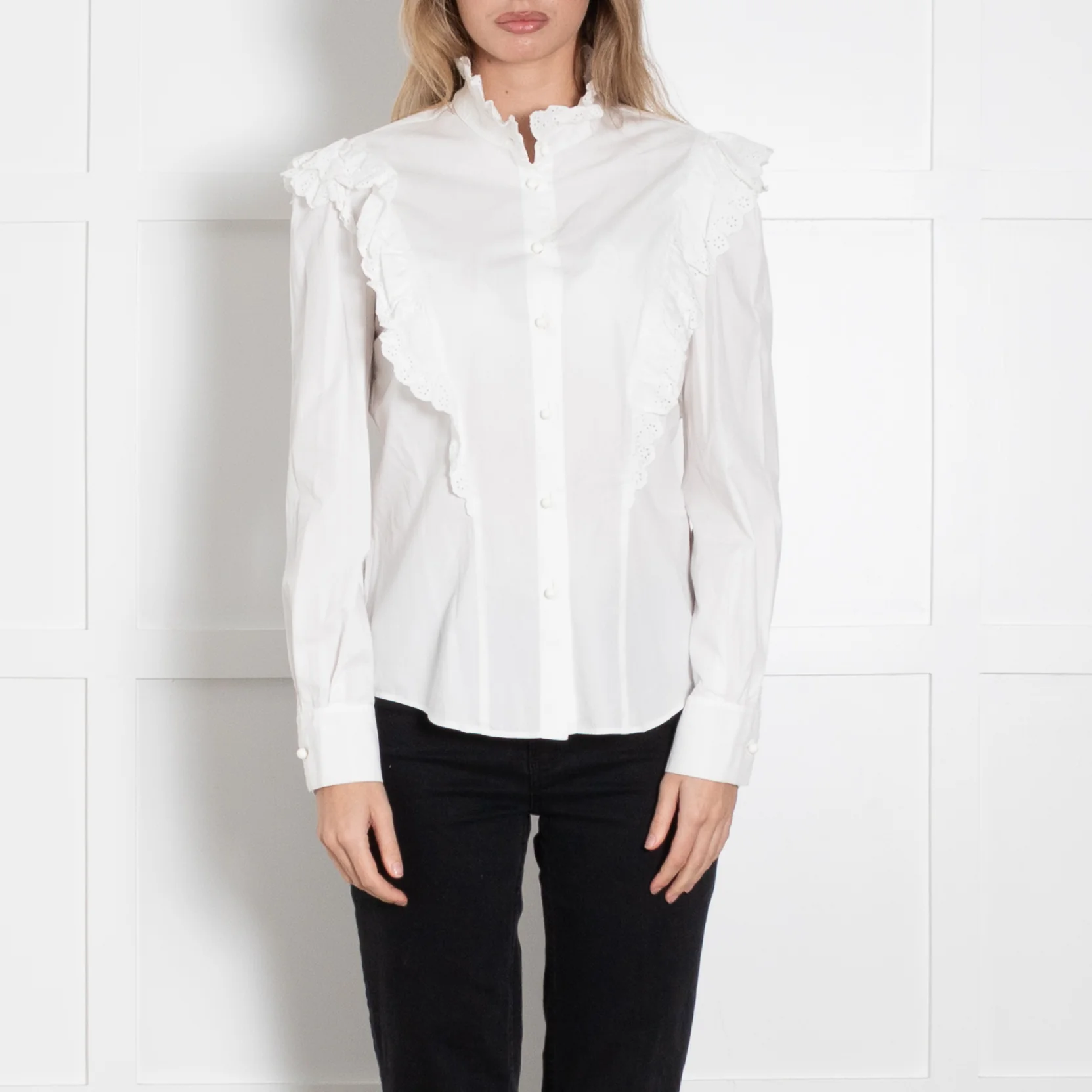 Philosophy Di Lorenzo Serafini White Broderie Anglais Detail Blouse - Image 2