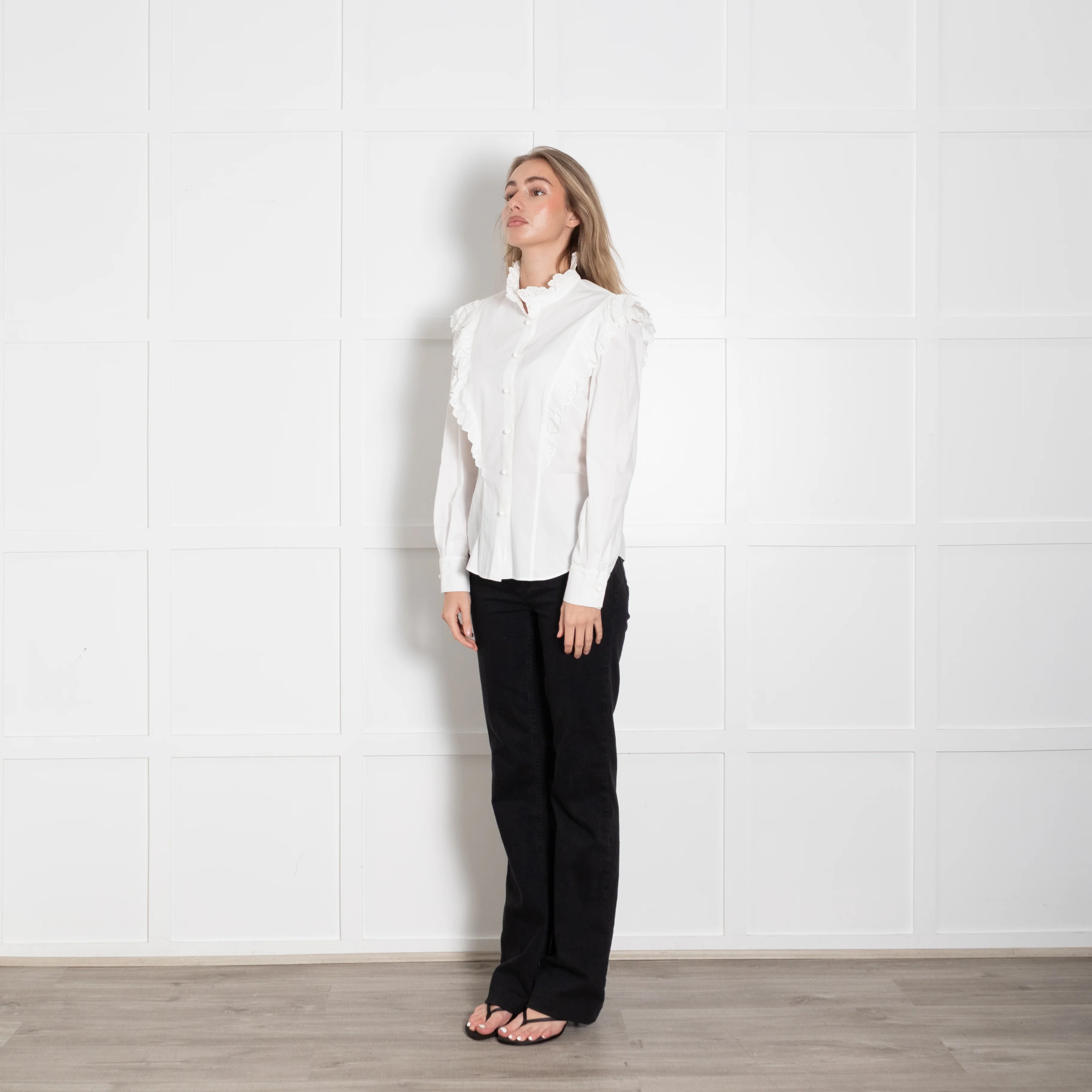 Philosophy Di Lorenzo Serafini White Broderie Anglais Detail Blouse - Image 3