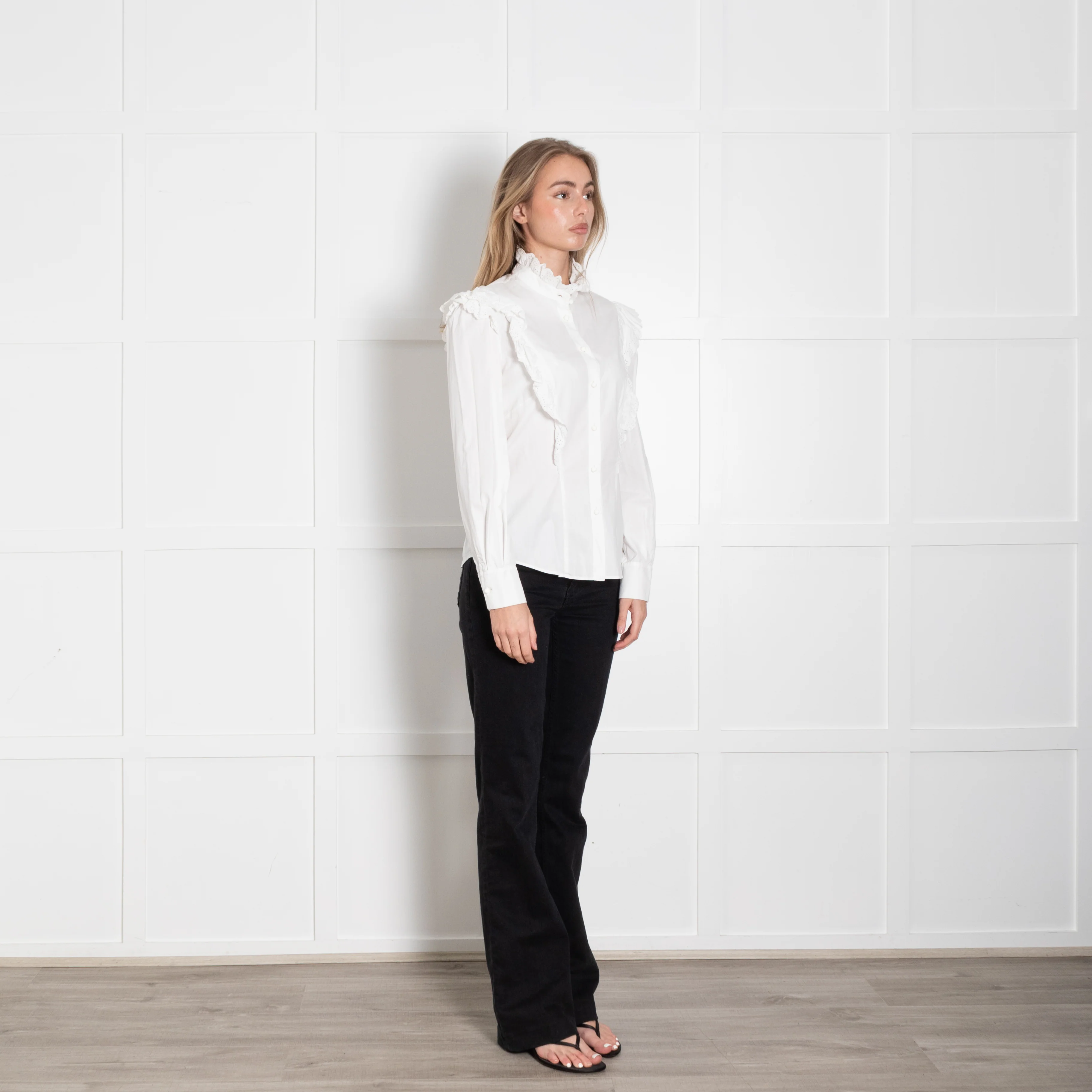 Philosophy Di Lorenzo Serafini White Broderie Anglais Detail Blouse - Image 7