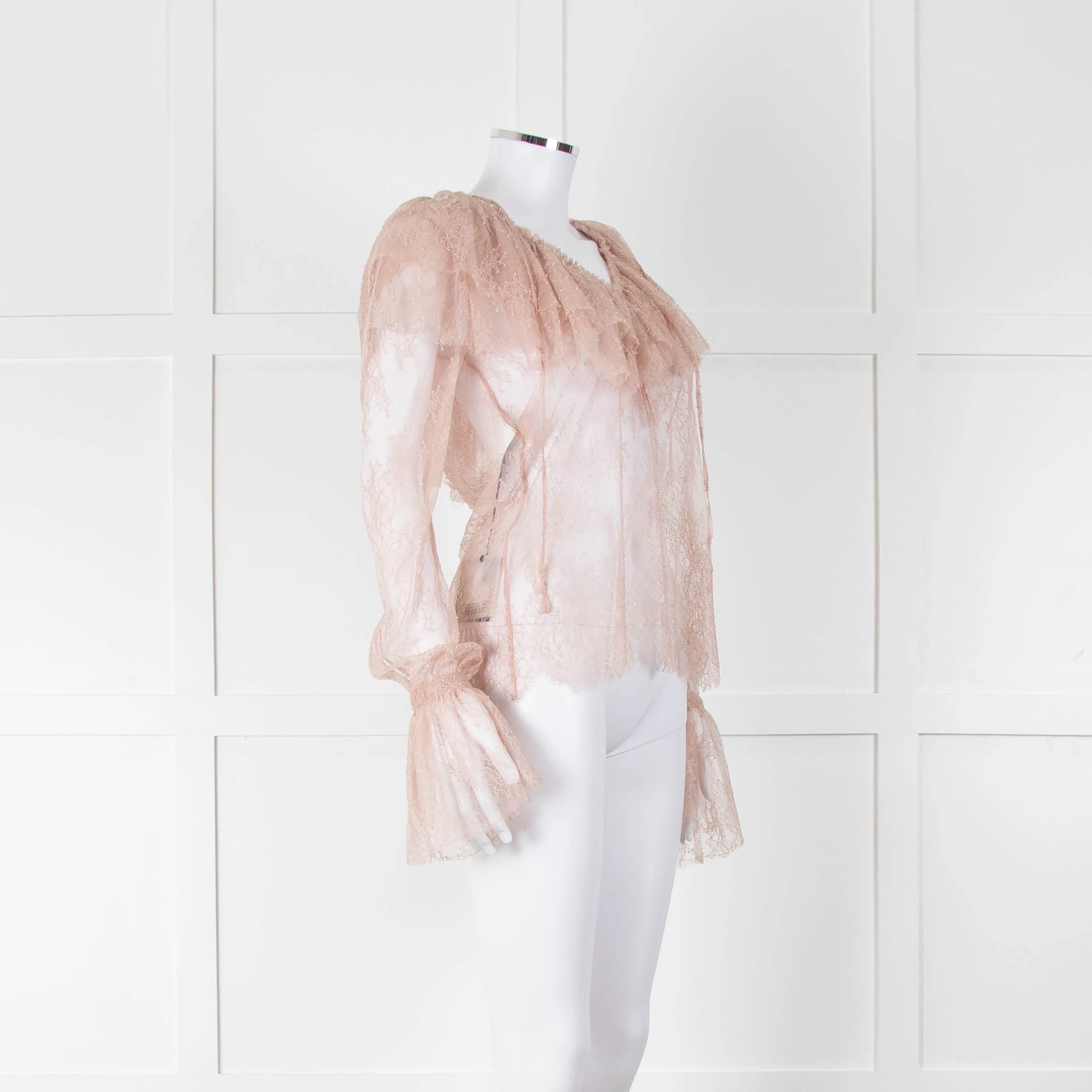 Philosophy Di Lorezo Serafini Pale Pink Frill Detail Lace Top - Image 2