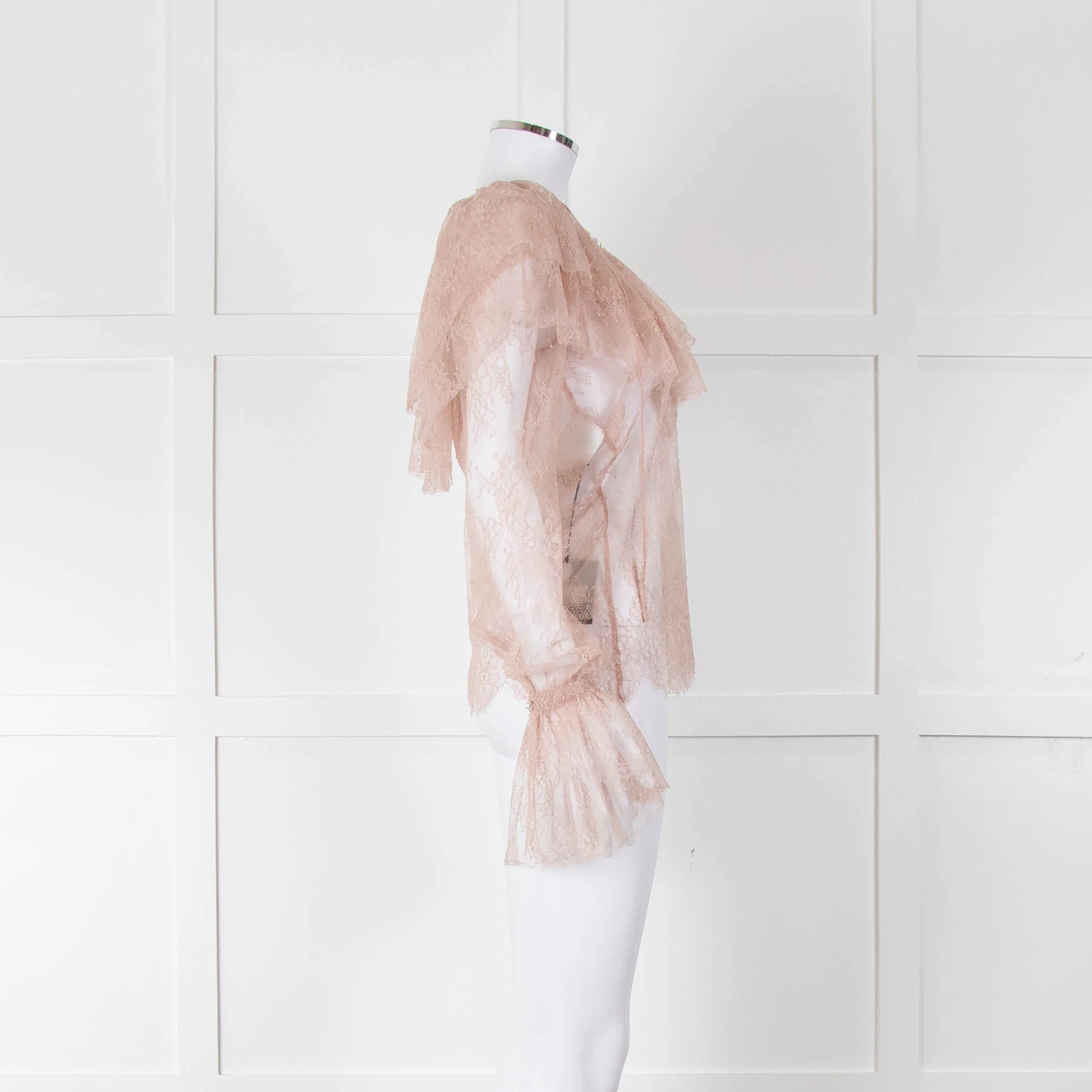 Philosophy Di Lorezo Serafini Pale Pink Frill Detail Lace Top - Image 3