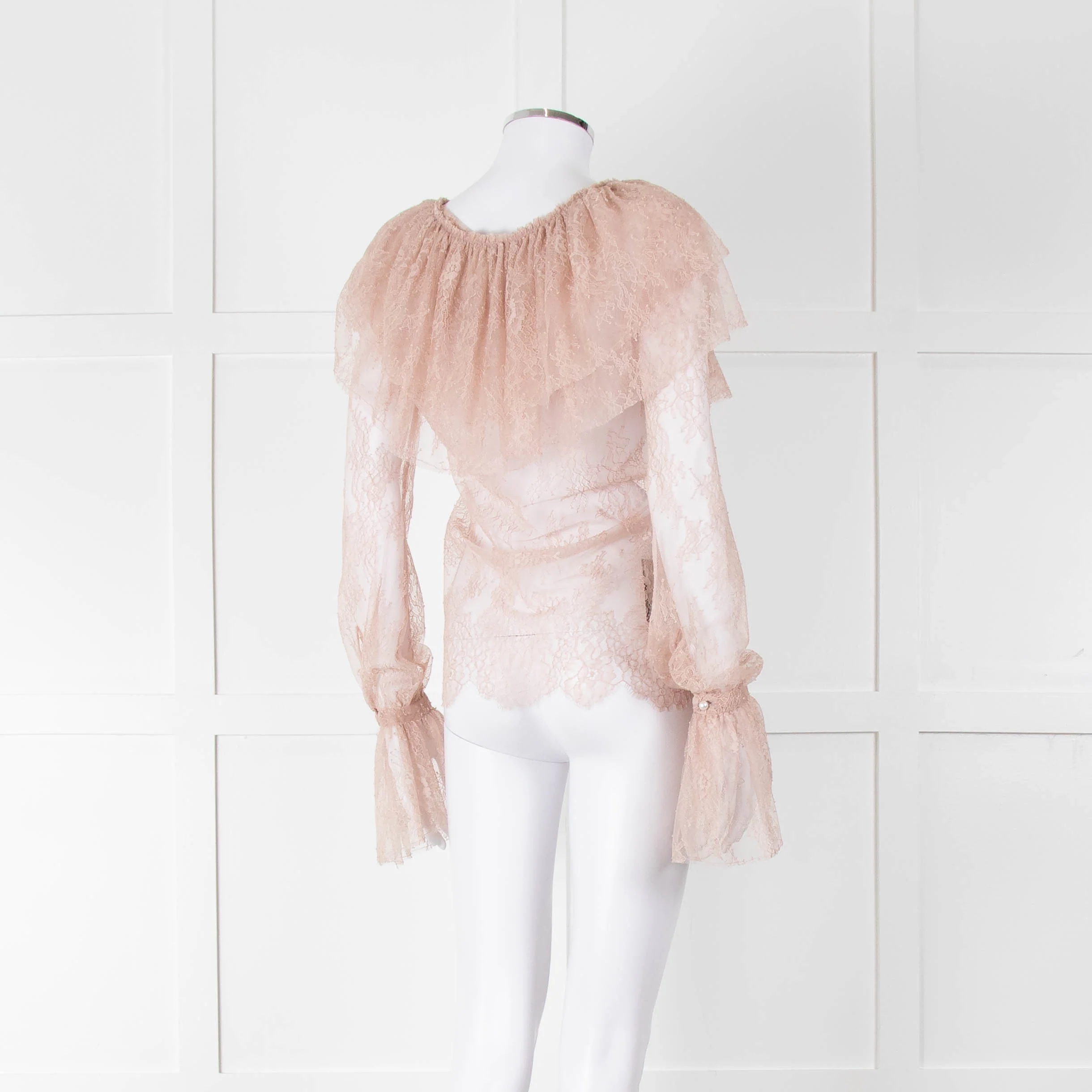 Philosophy Di Lorezo Serafini Pale Pink Frill Detail Lace Top - Image 4